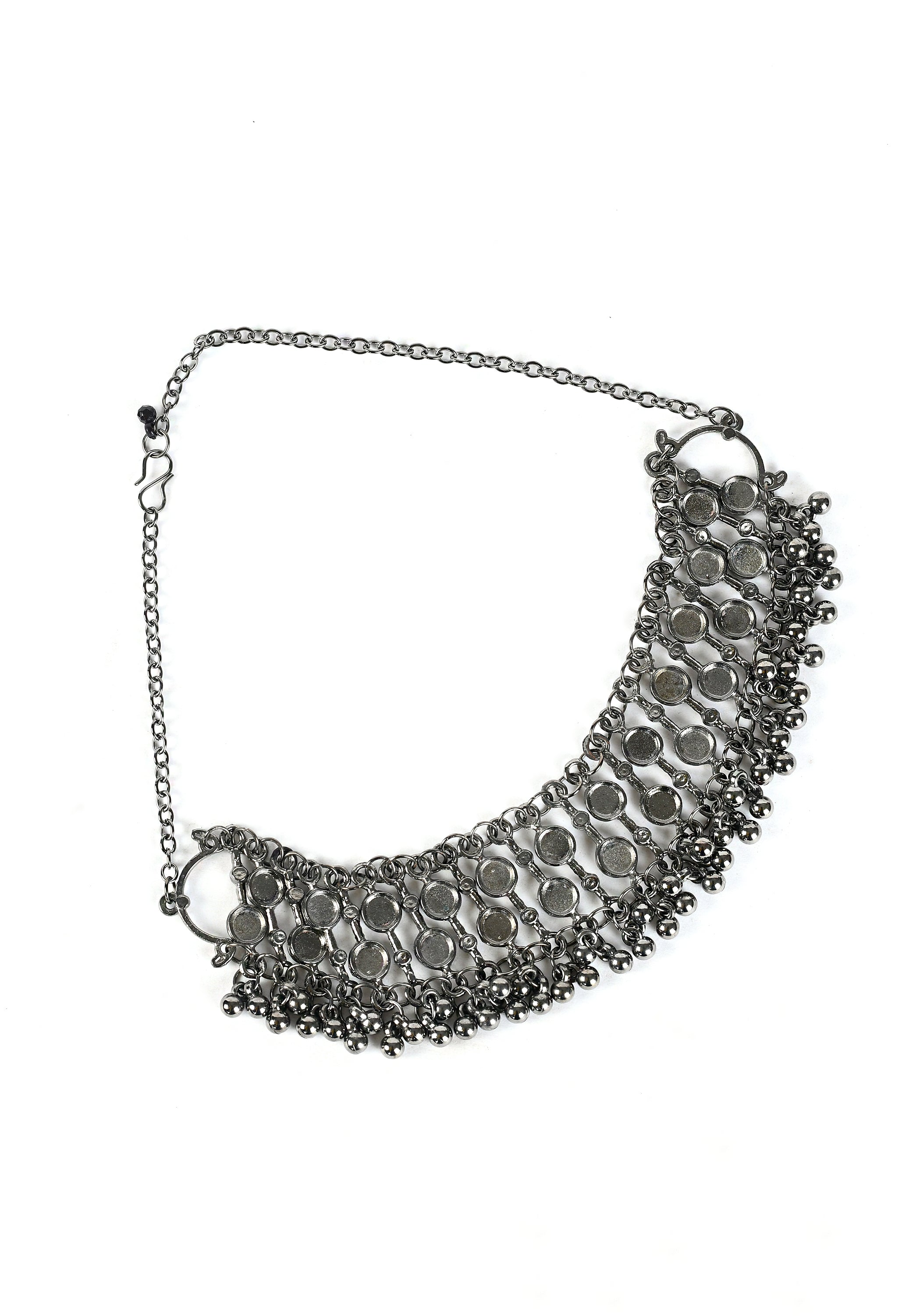 Women's Oxidised Black Colour Necklaceand Earrings - Tehzeeb