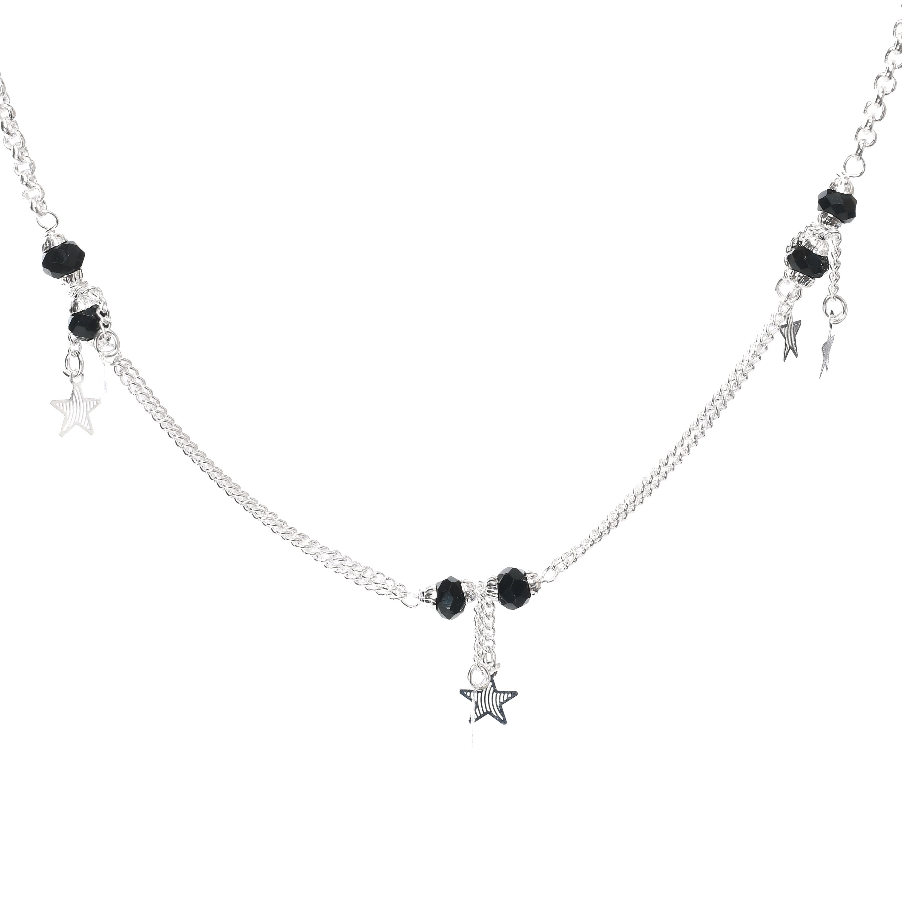Women's Silver Plated Anklets With Star Design  - Tehzeeb