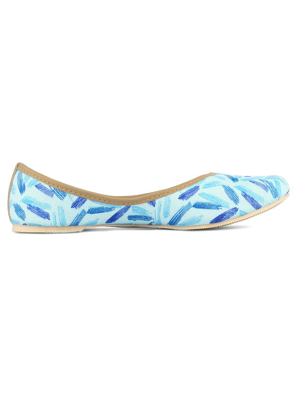 Women's Casual Flat Printed Footwear Blue Indigo Print-4411 - Desi Colour