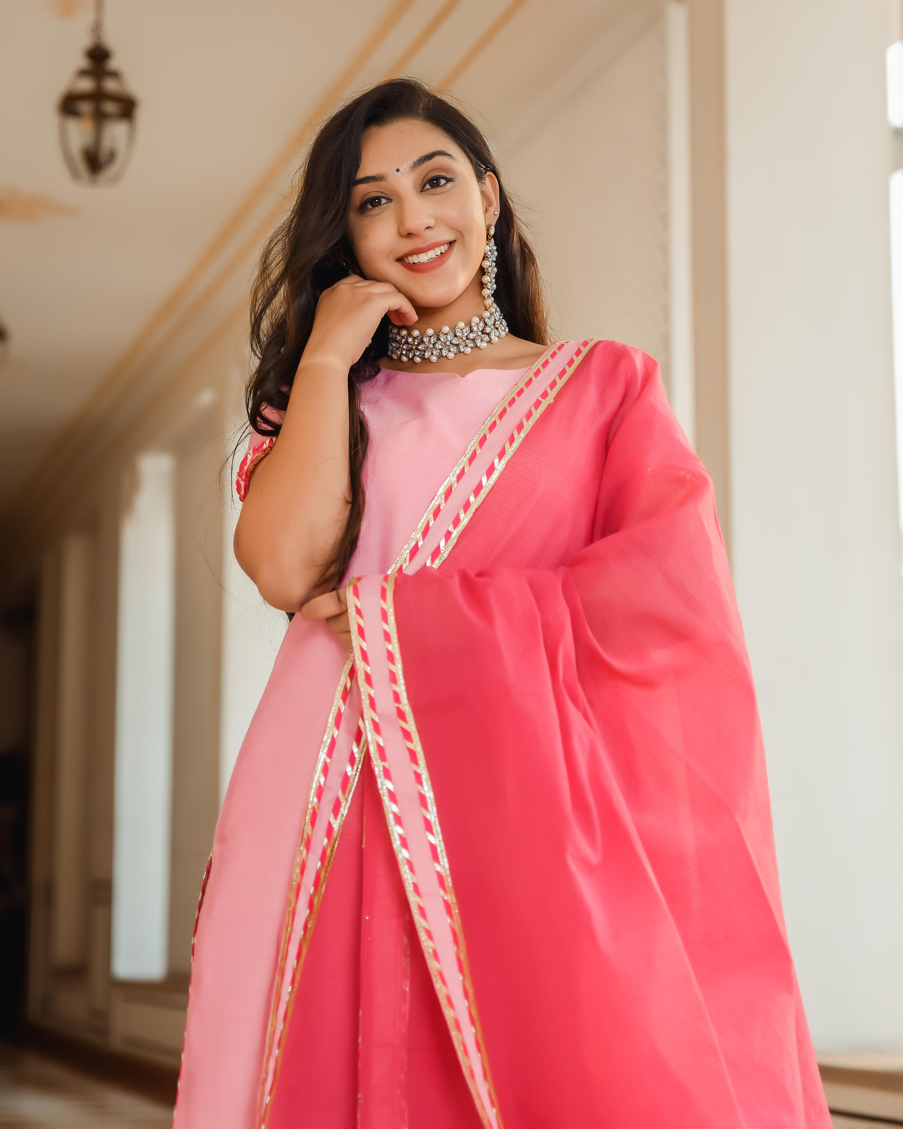 Women's Flamingo Pink Suit Set - Indian Virasat