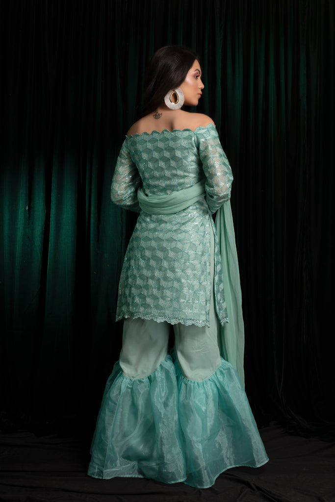 Women's Mint Green Sharara Set