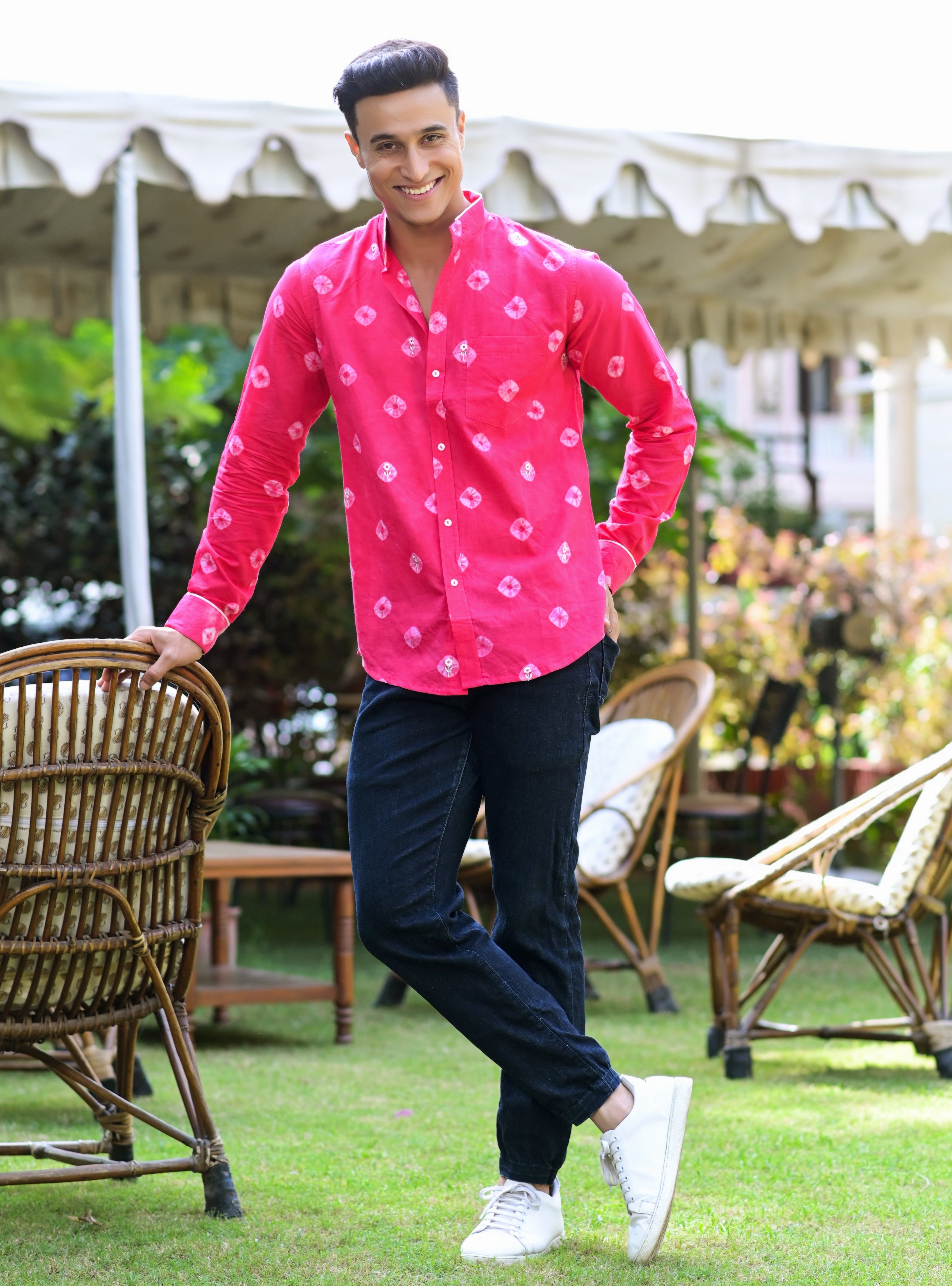Men's Pure Bandhani Embroidered Shirt - Hatheli