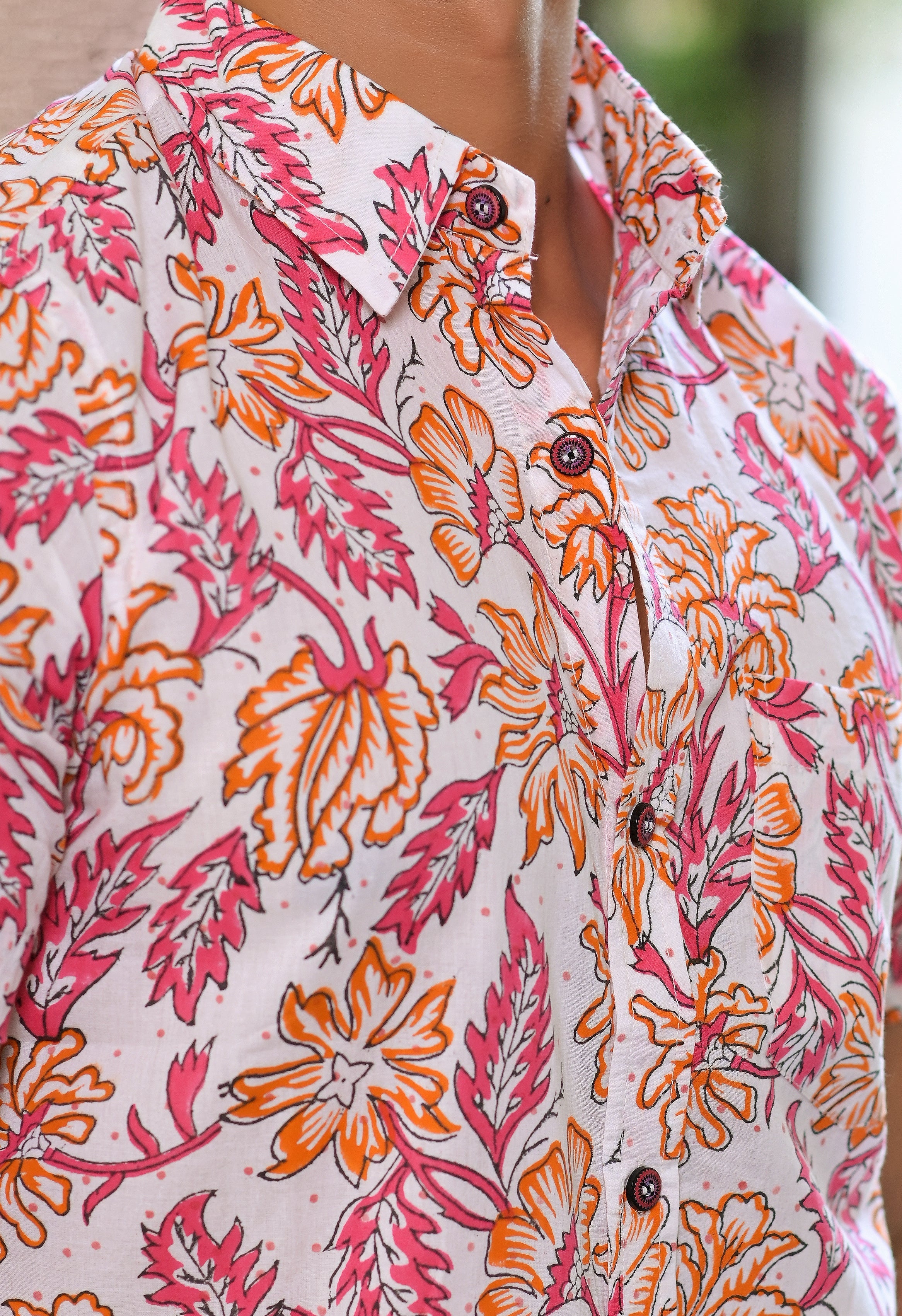 Men's Pure Handblock Blossom Print Shirt - Hatheli