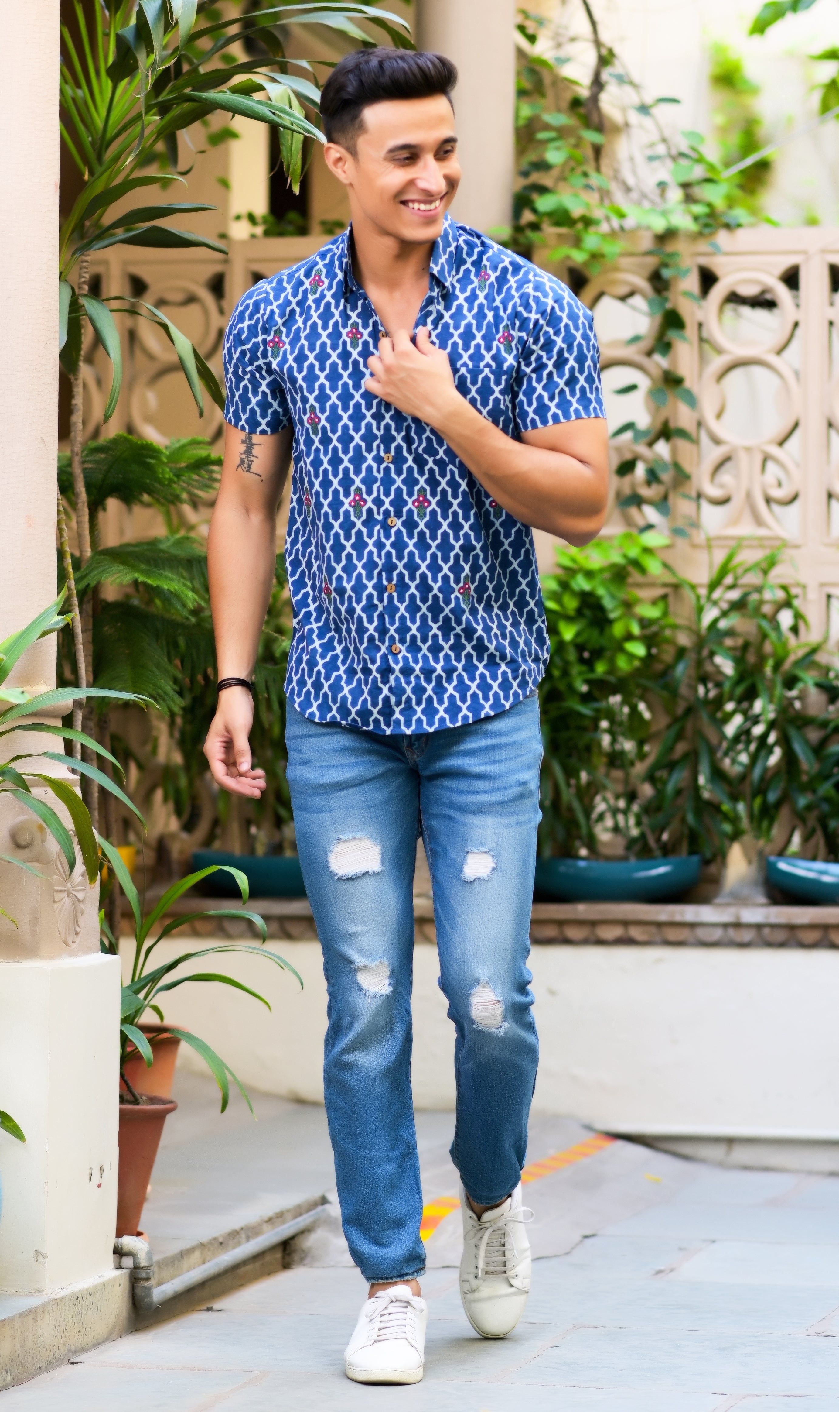 Men's Pure Indigo Embroidered Shirt - Hatheli