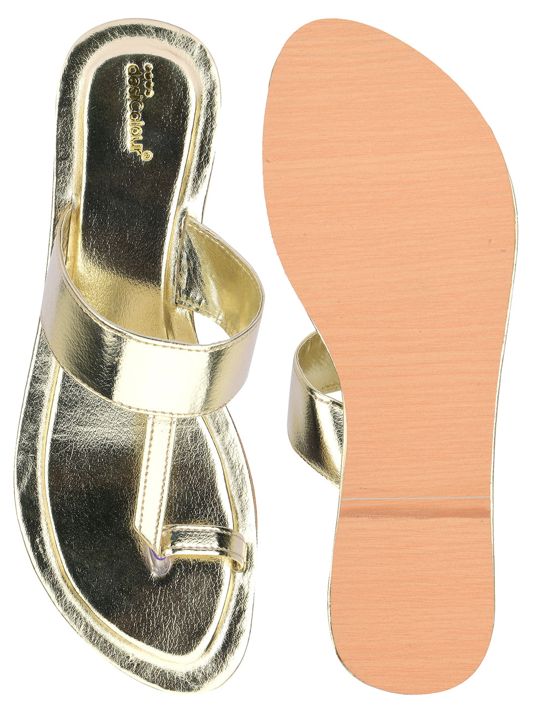 Women's Golden  Indian Ethnic Comfort Slipper Footwear - Desi Colour