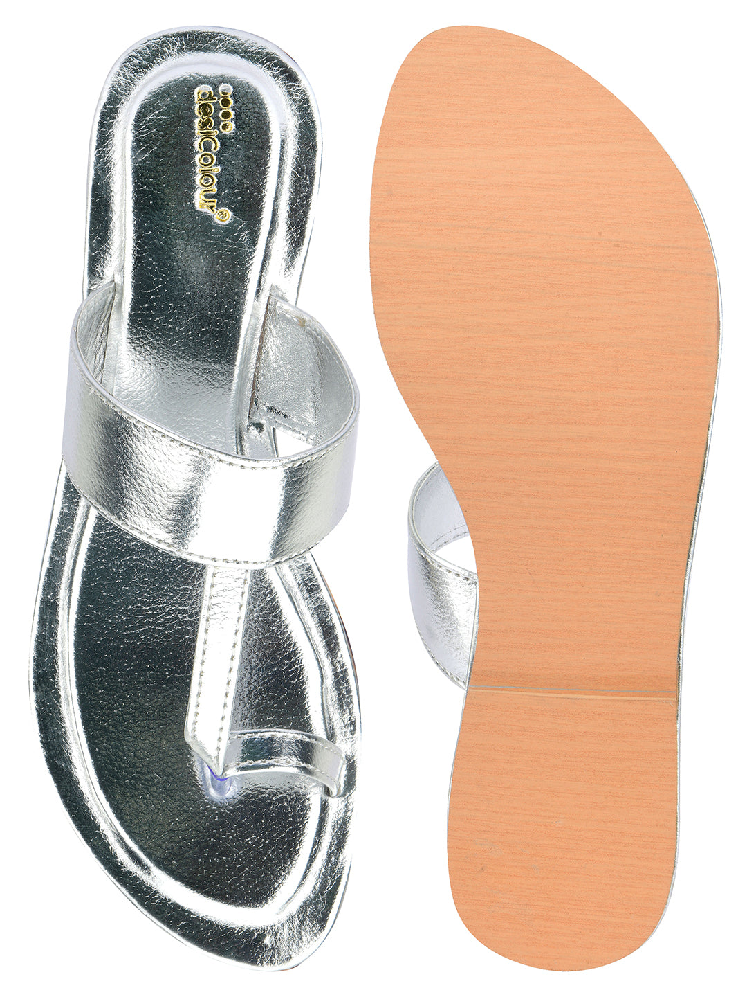 Women's Silver  Indian Ethnic Comfort Slipper Footwear - Desi Colour