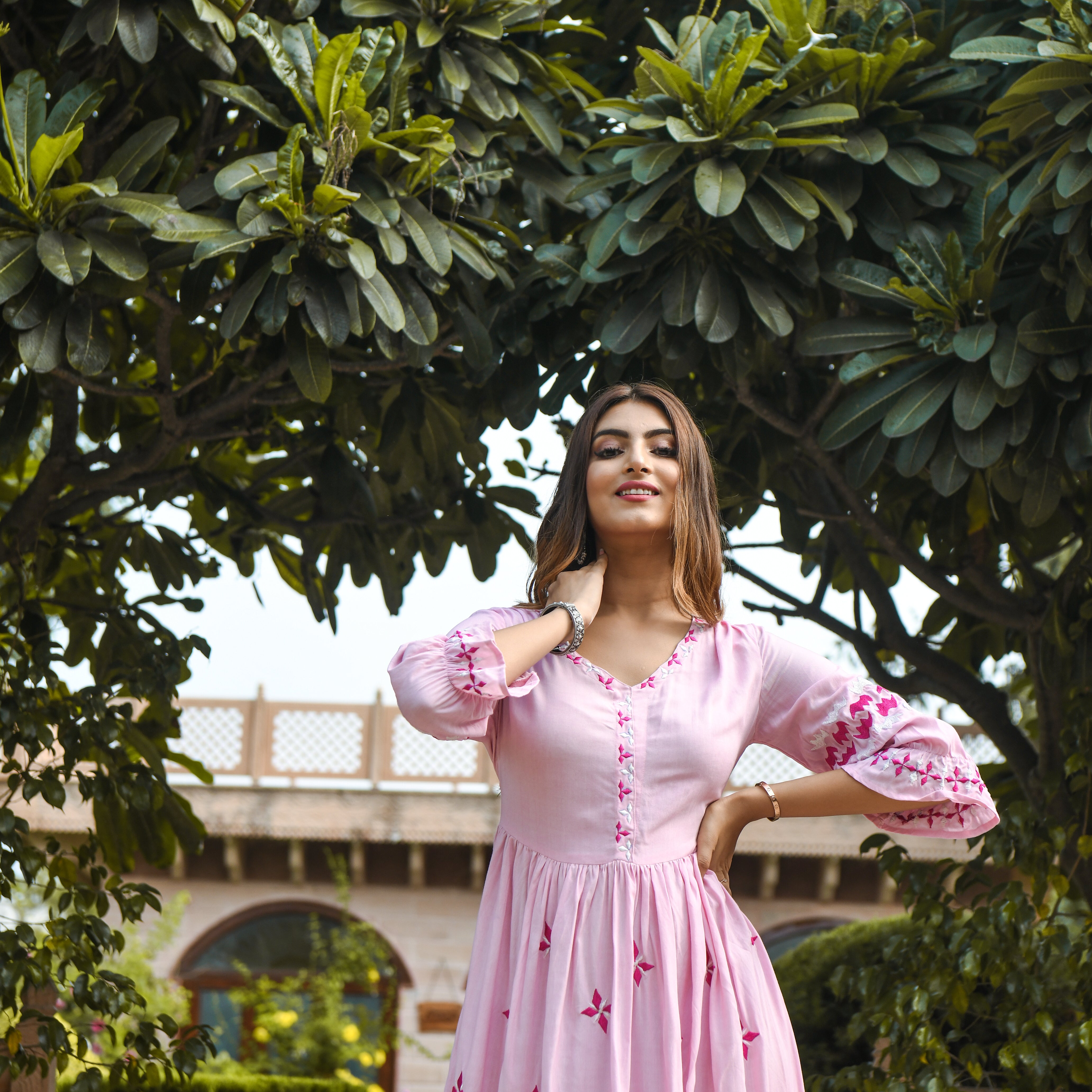 Women's Pink  Colour Casual Kurta Dress - Roohaniyat