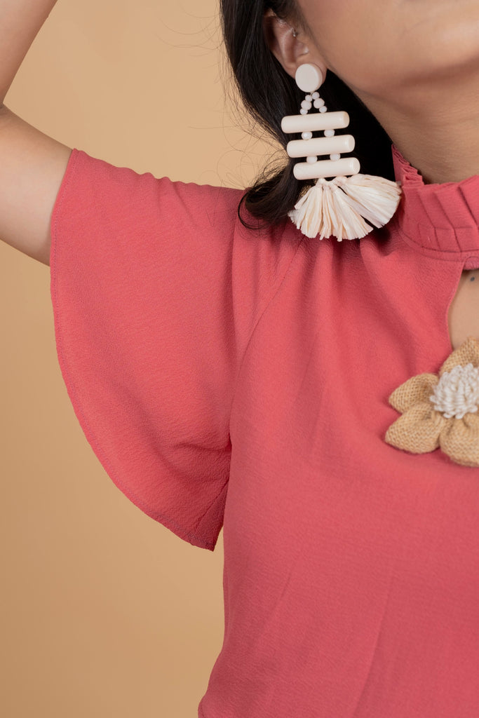 Women's Pink Chocker Neck  Midi Dress