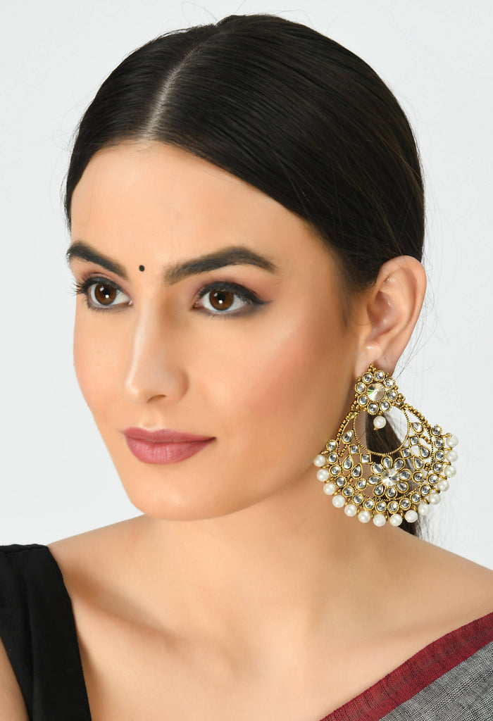 Johar Kamal Gold-Plated Kundan & Pearls Ear