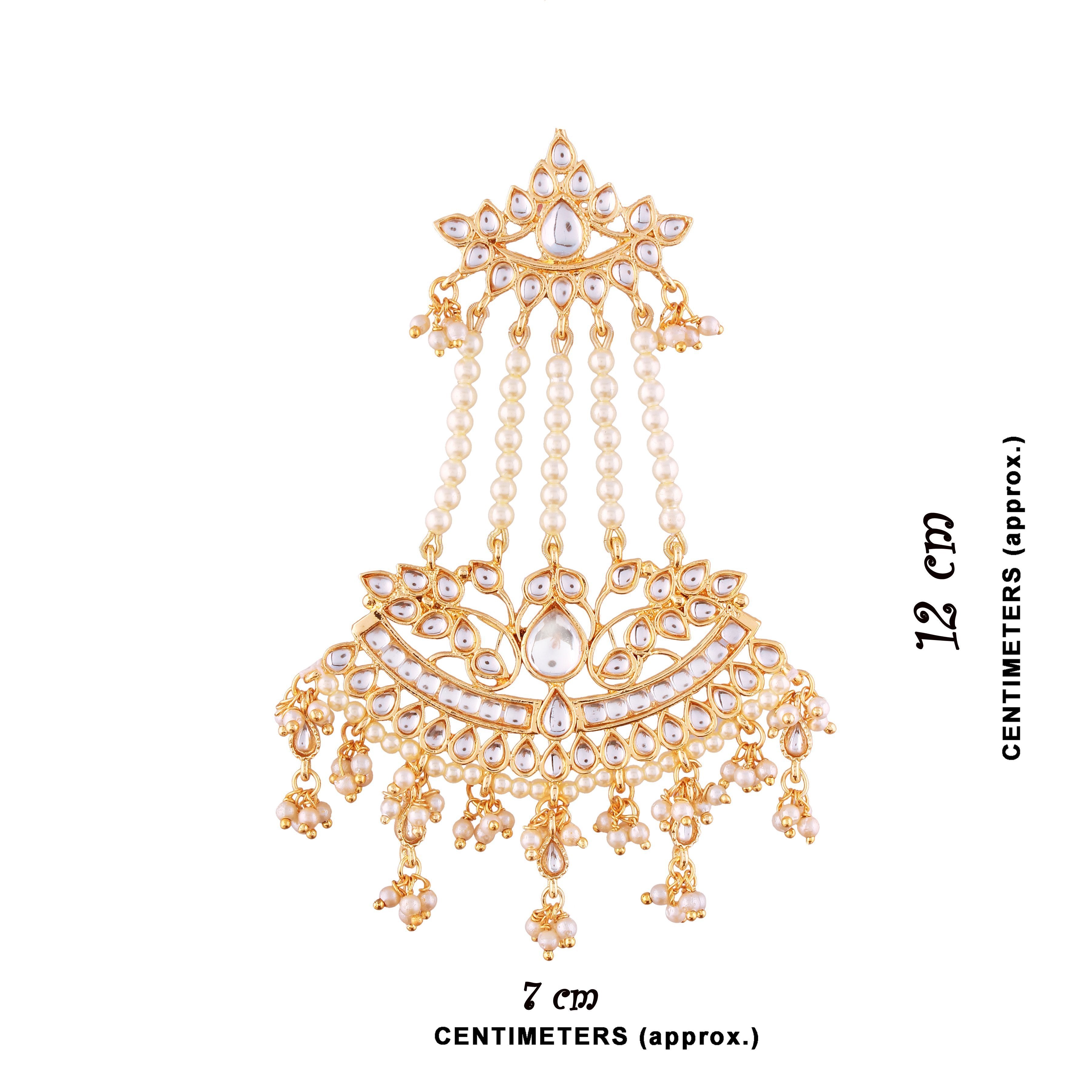 Women's Traditional Gold Plated Zinc Alloy Kundan And Pearl Zinc Earrings  - i jewels