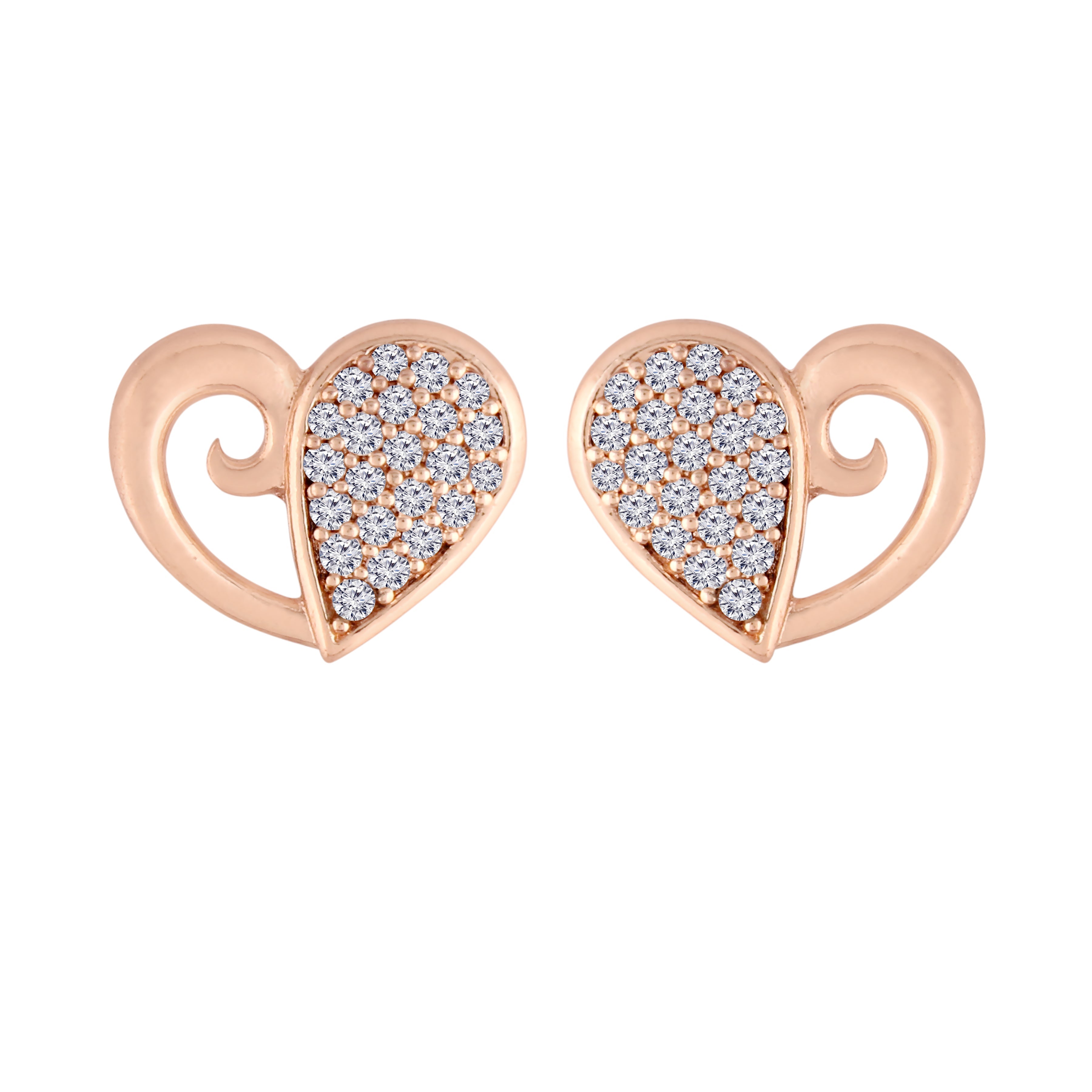 Women's Glittering Crystal AD Stone Heart Shaped Stud Earrings - I Jewels