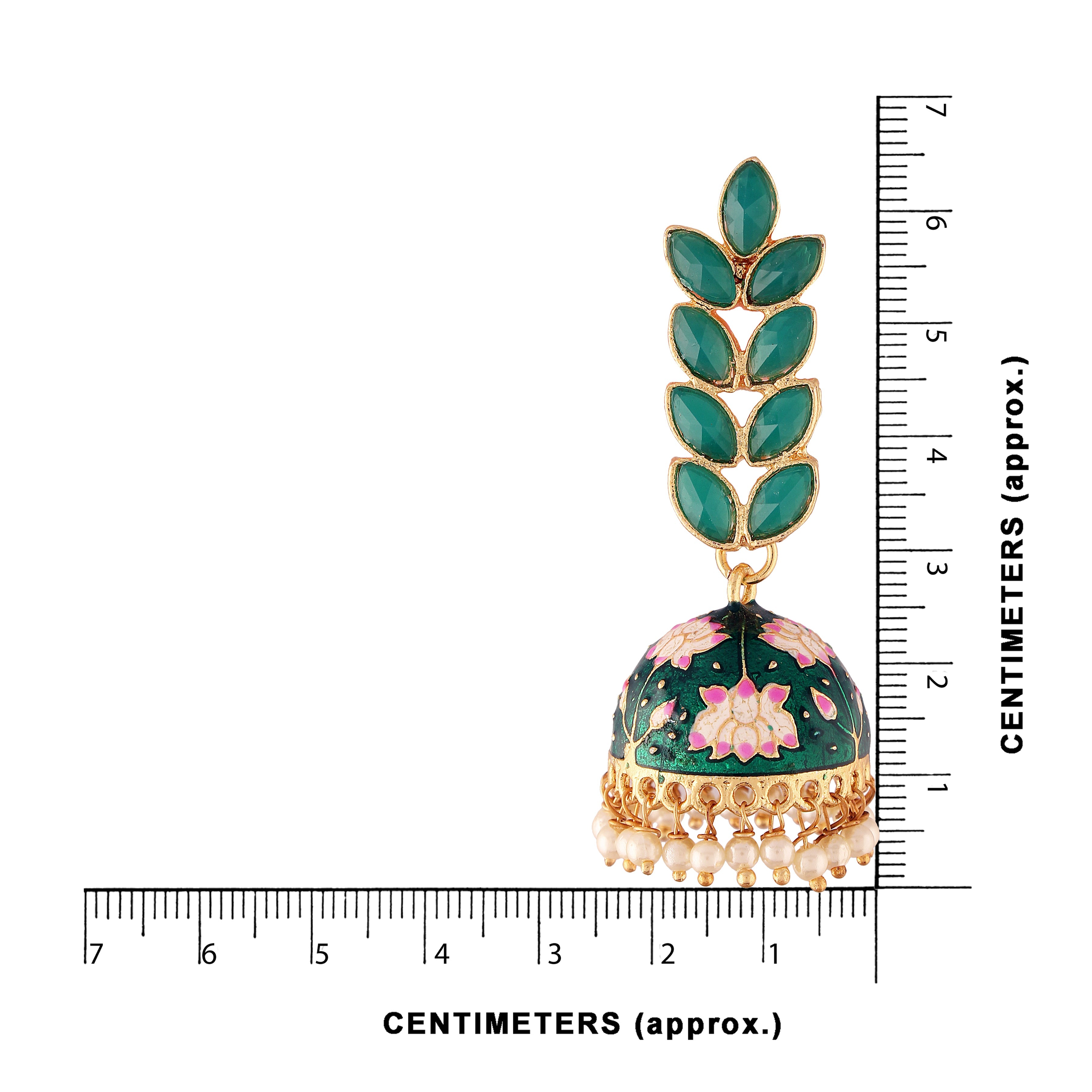 Women's 18k gold plated grey enamelled leaf shaped jhumki earringse2922gr - I Jewels