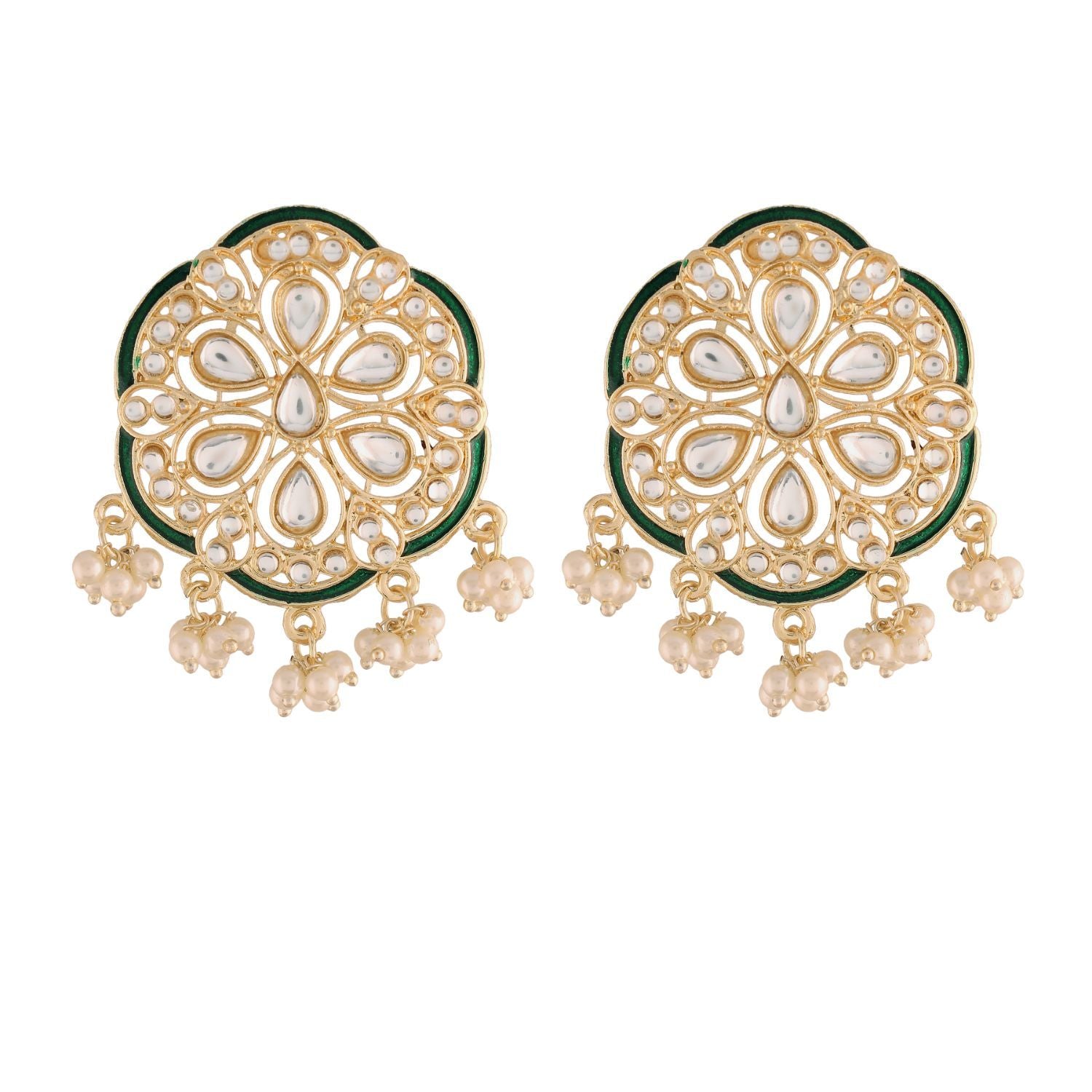 Women's Kundan Pearl Stud Earrings for Women - I Jewels