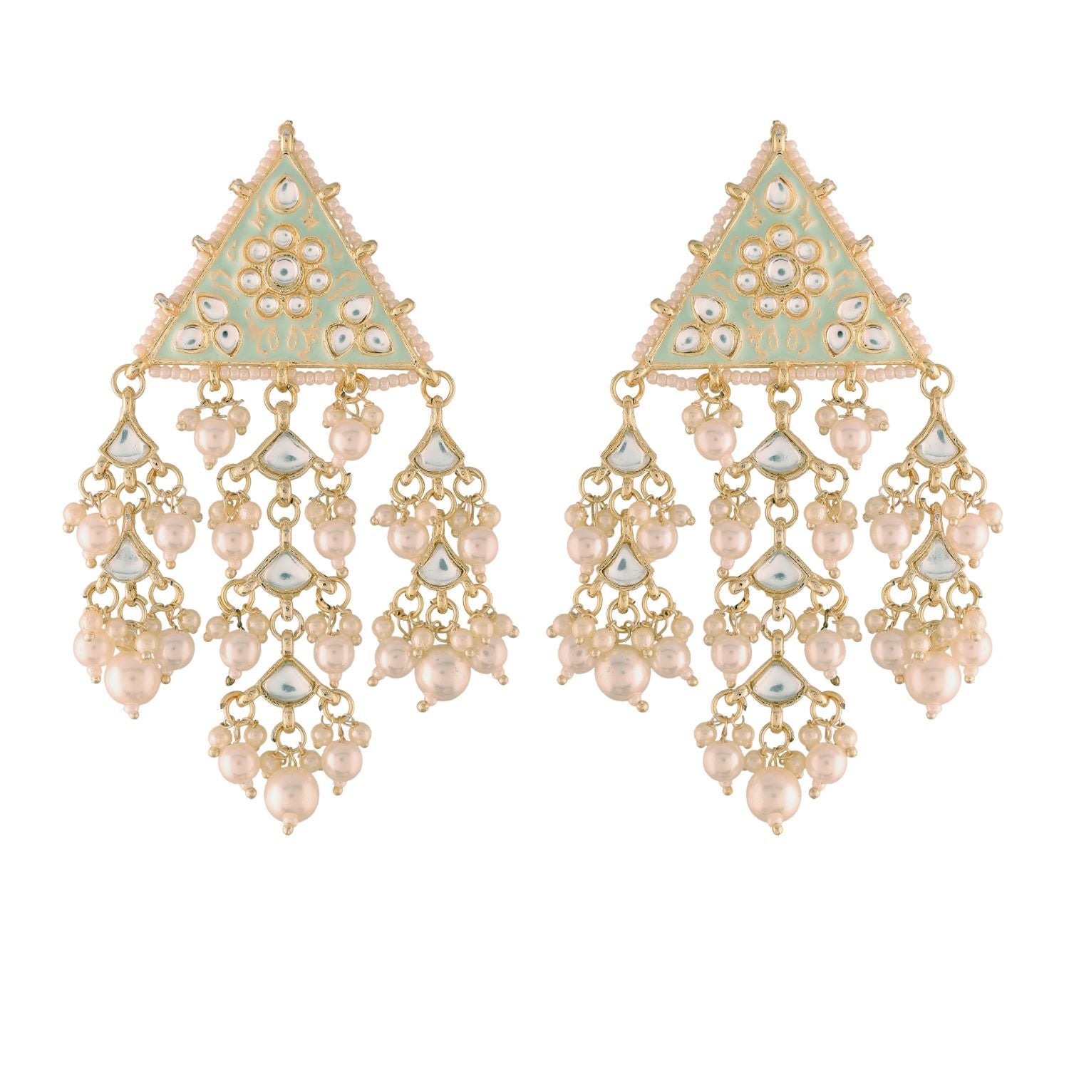 Women's Kundan Pearl Dangle Earrings  - I Jewels