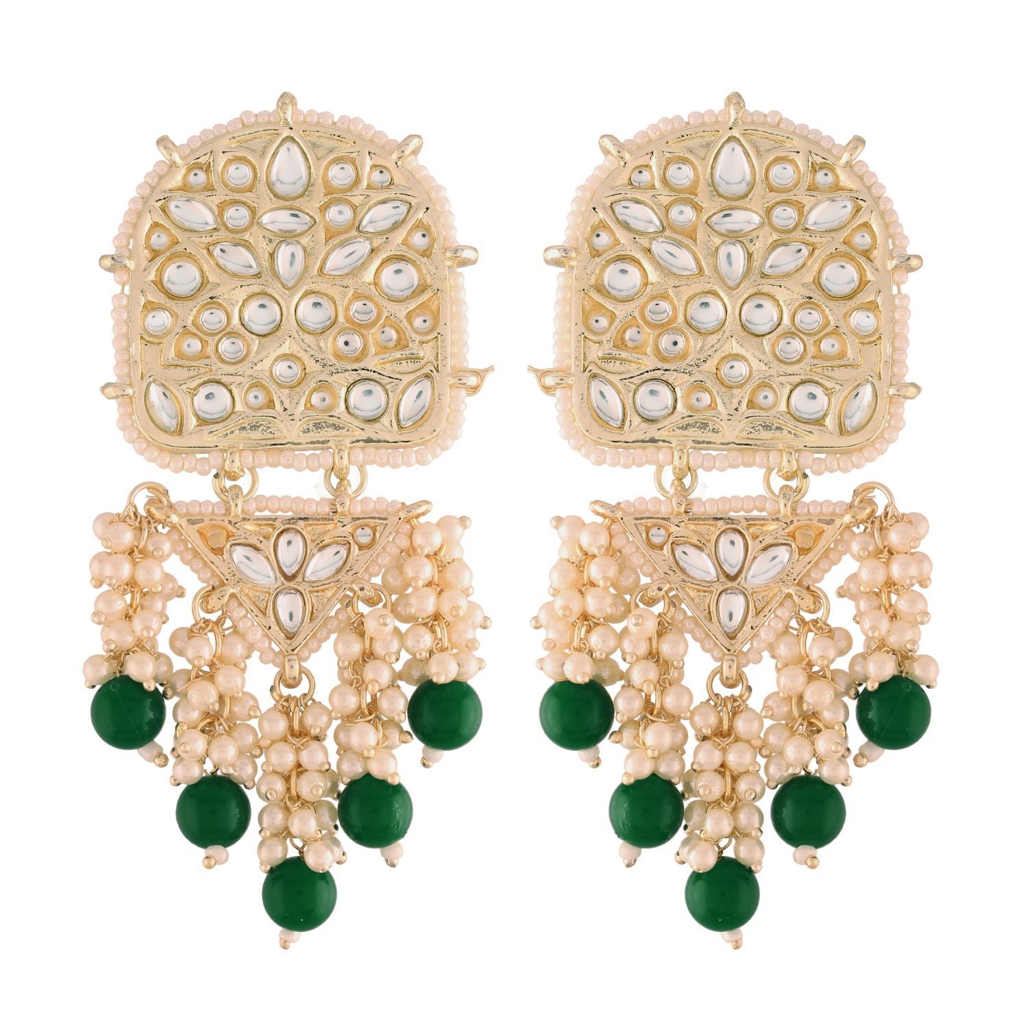 Women's Kundan Pearl Dangle Earrings  - I Jewels