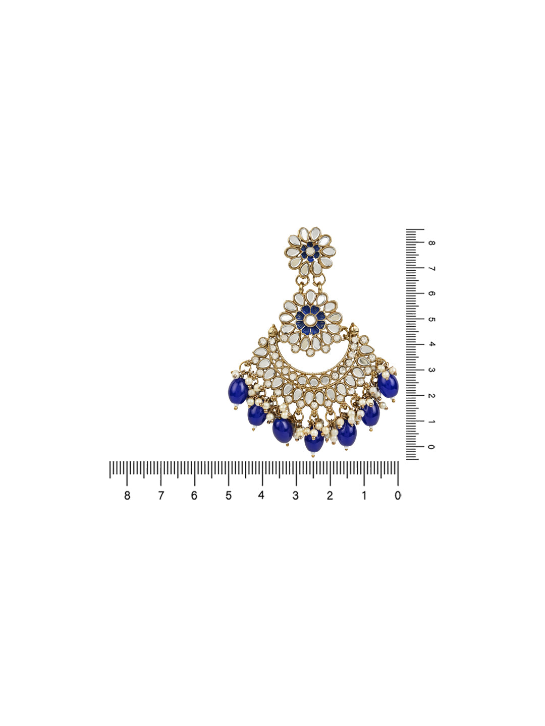 Women's I Jewels 18K Gold Plated Traditional Meenakari Kundan & Stone Studded Chandbali Earrings (E2948Bl) - I Jewels