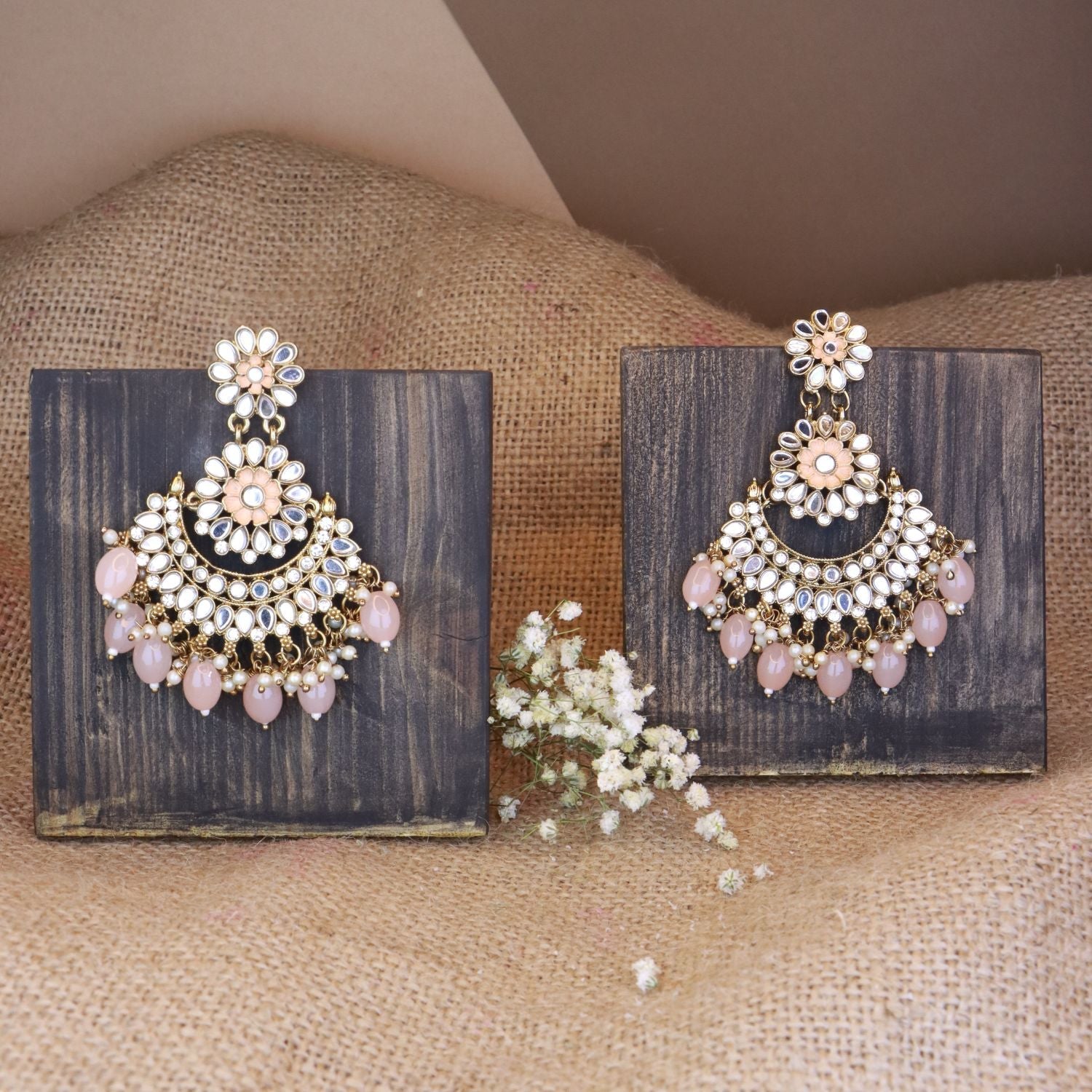 Women's I Jewels 18K Gold Plated Traditional Meenakari Kundan & Stone Studded Chandbali Earrings (E2948Pe) - I Jewels