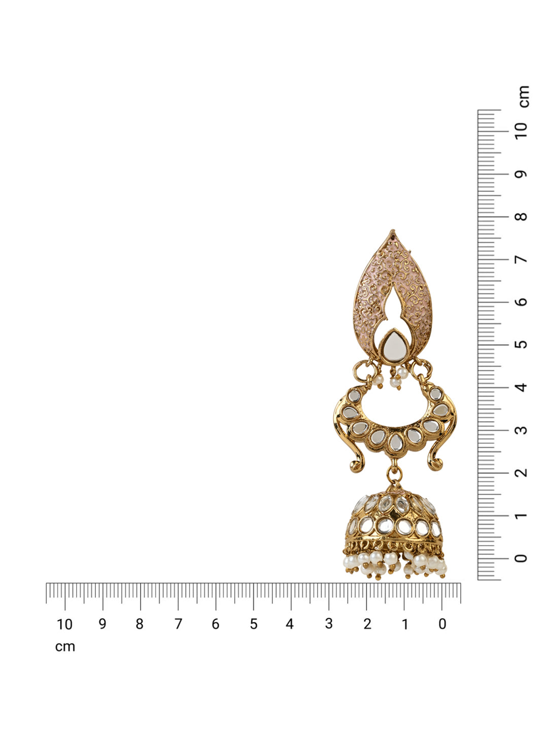 Women's I Jewels 18K Gold Plated Traditional Meenakari Kundan & Stone Studded Jhumka Earrings (E2949Pe) - I Jewels