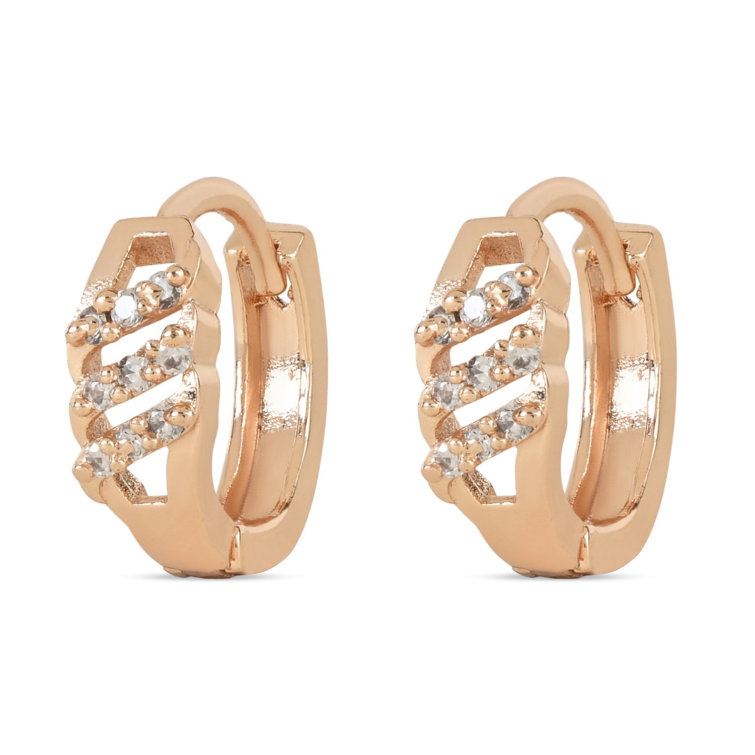 Women's I Jewels Valentine'S Special Rose Gold-Plated Ad Stone Contemporary Studs Earrings (E2970) - I Jewels