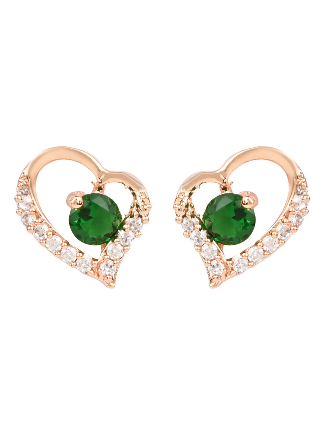 Women's I Jewels Valentine'S Special Rose Gold-Plated Heart Shaped Studs (E2972G) - I Jewels
