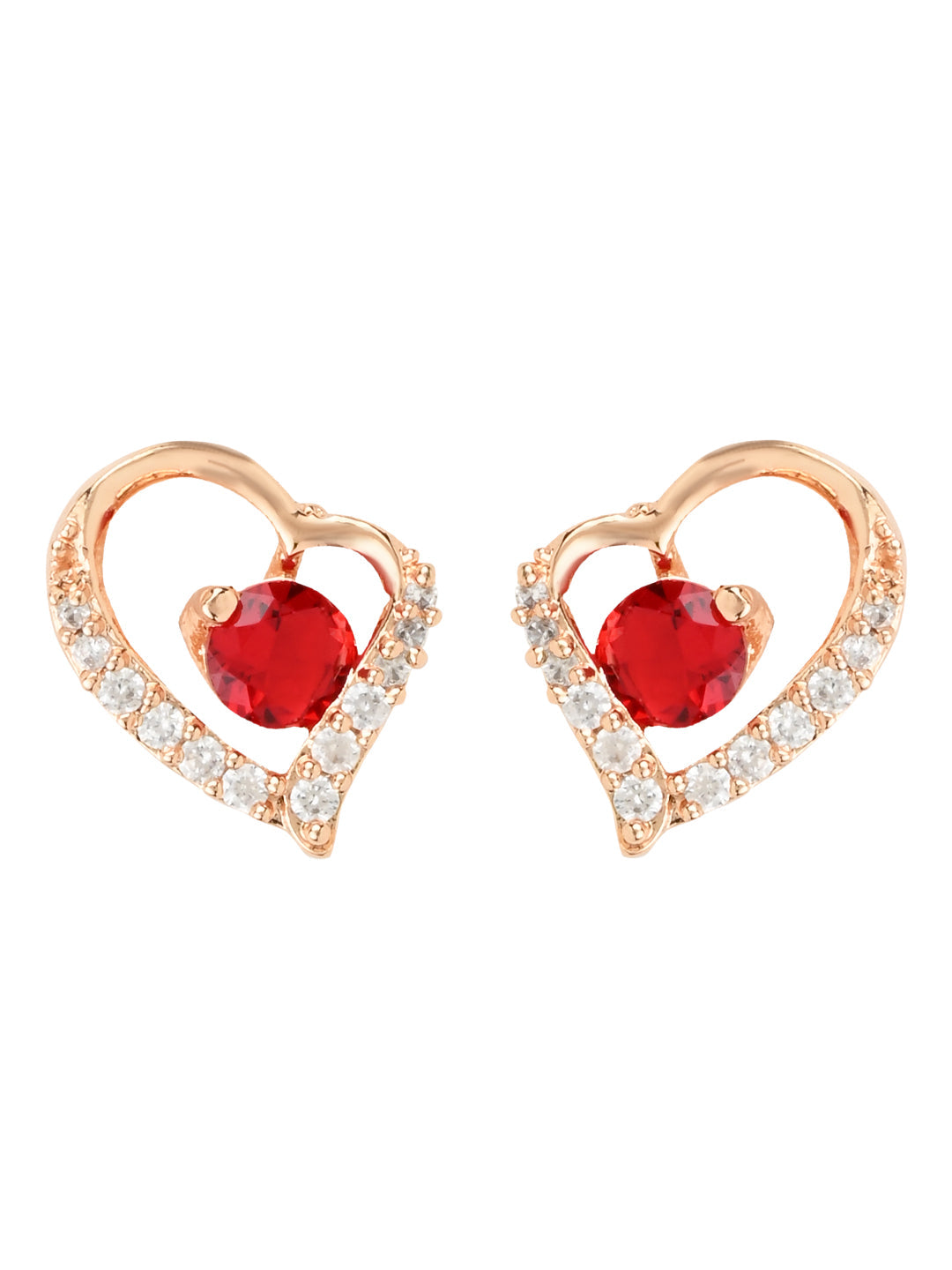 Women's I Jewels Valentine'S Special Rose Gold-Plated Heart Shaped Studs (E2972R) - I Jewels