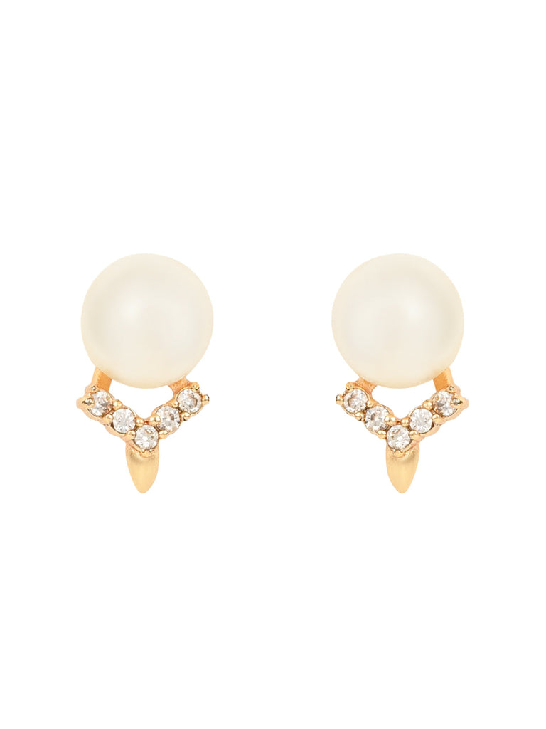 Women's I Jewels Valentine'S Special Rose Gold -Plated & White Contemporary Studs Earrings (E2973)