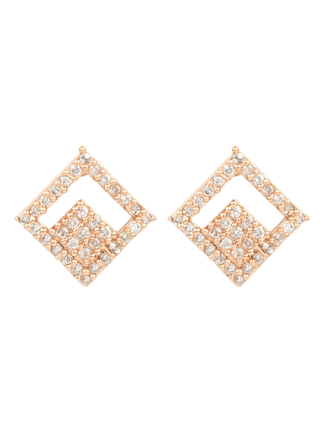 Women's I Jewels Valentine'S Special Rose Gold Plated Square Studs Earrings (E2975) - I Jewels