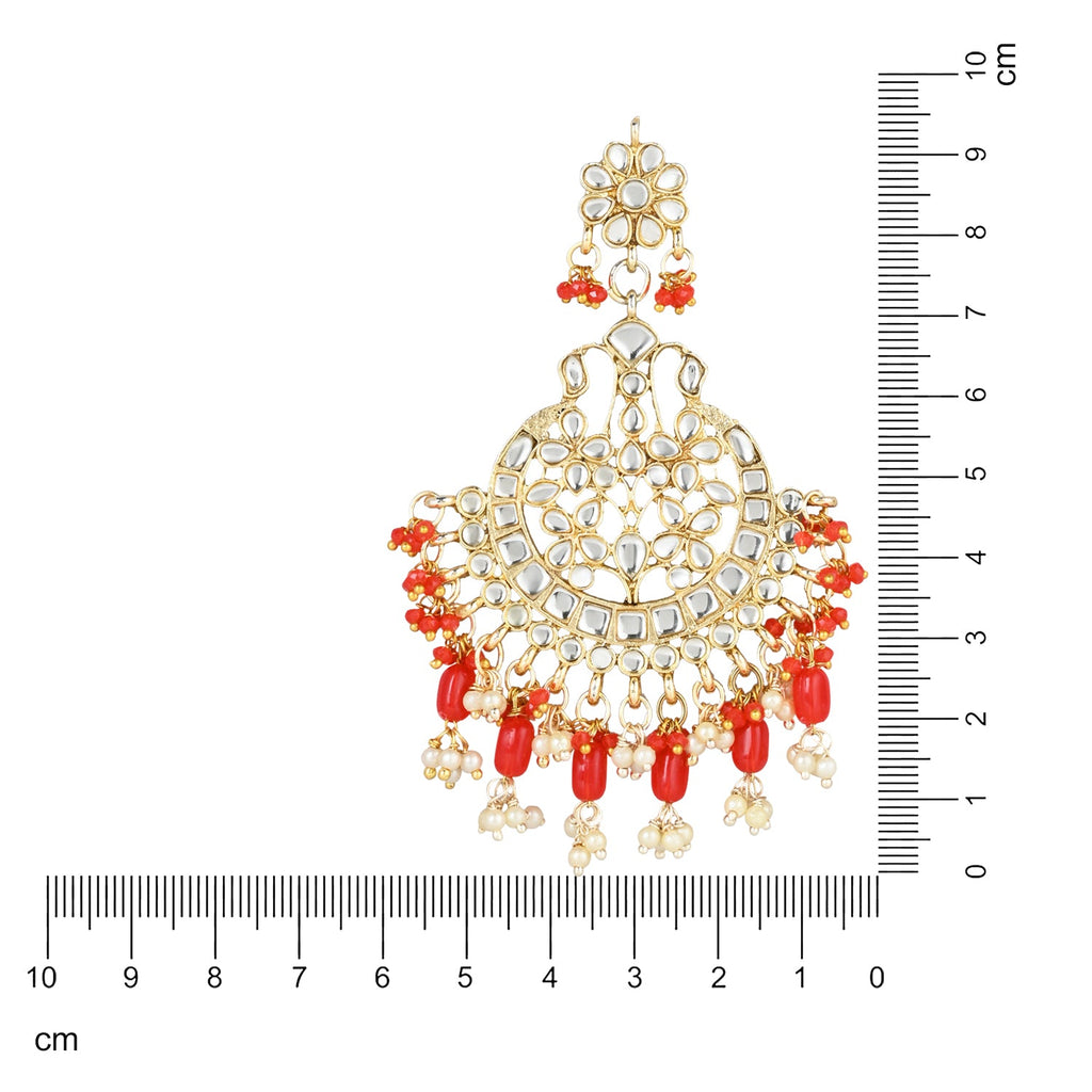 Women's 18K Gold Plated Traditional Handcrafted Pearl Kundan Beaded Earrings (E3013R)