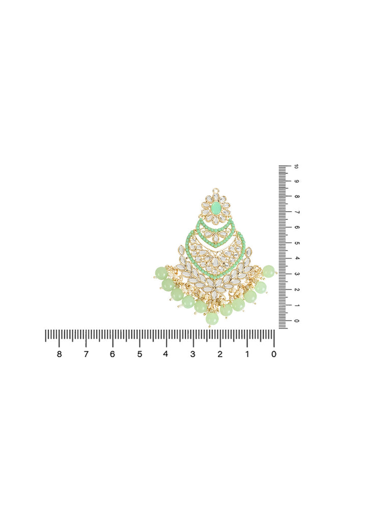 Women's 18K Gold Plated Traditional Handcrafted Pearl Kundan Beaded Chandbali Earrings (E3033Min)