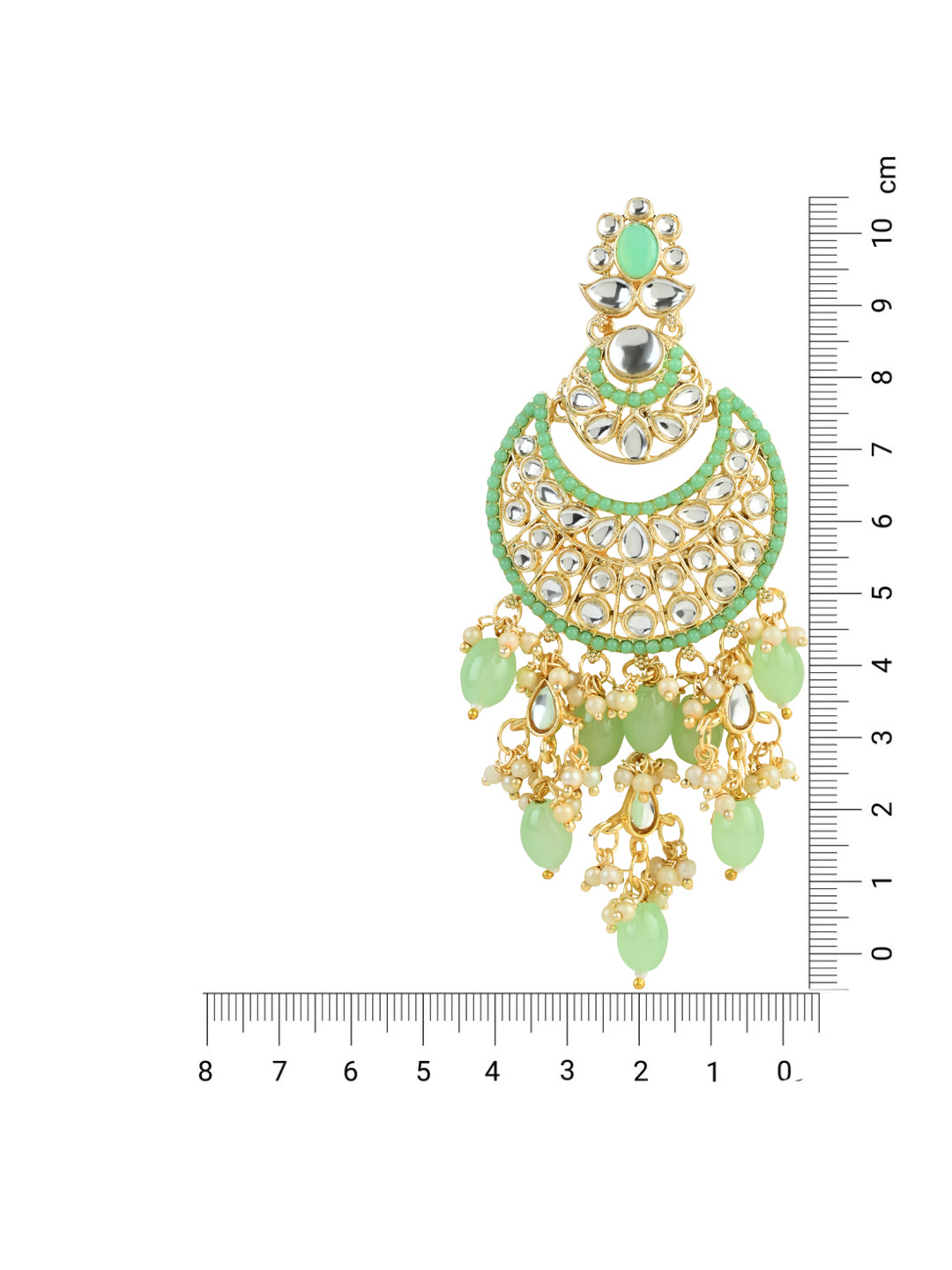 Women's 18K Gold Plated Traditional Handcrafted Pearl Kundan Beaded Chandbali Earrings (E3053Min) - I Jewels