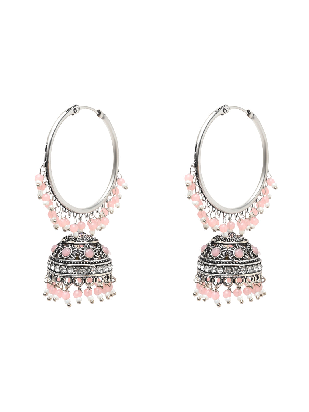 Women's Silver Plated Traditional Handcrafted Pearl Jhumki Earrings (E3060Zpi) - I Jewels