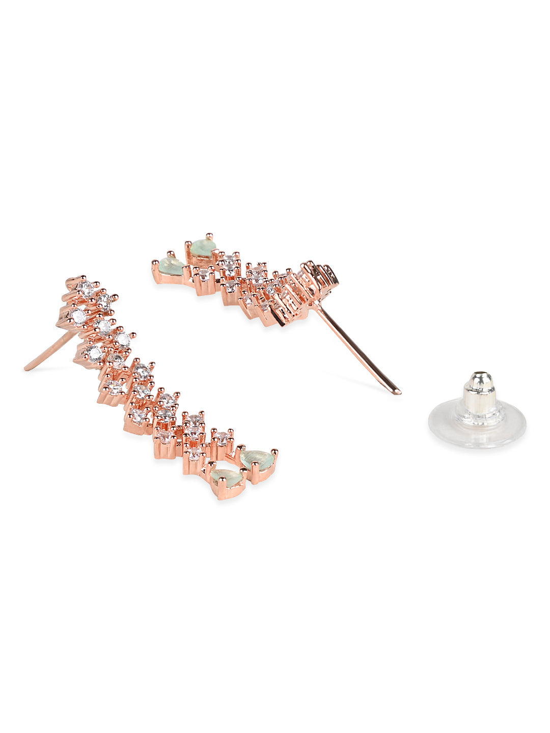 Women's Valentine'S Special Rose Gold Plated Glittering American Diamond Stone Studded Dangle & Drop Earrings (E3065Min) - I Jewels