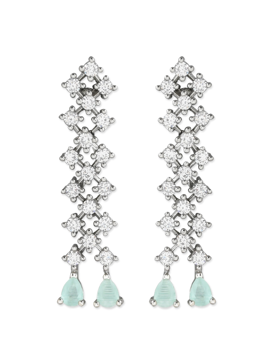 Women's Valentine'S Special Silver Plated Glittering Crystal Ad Stone Dangle & Drop Earrings (E3065Zmin) - I Jewels