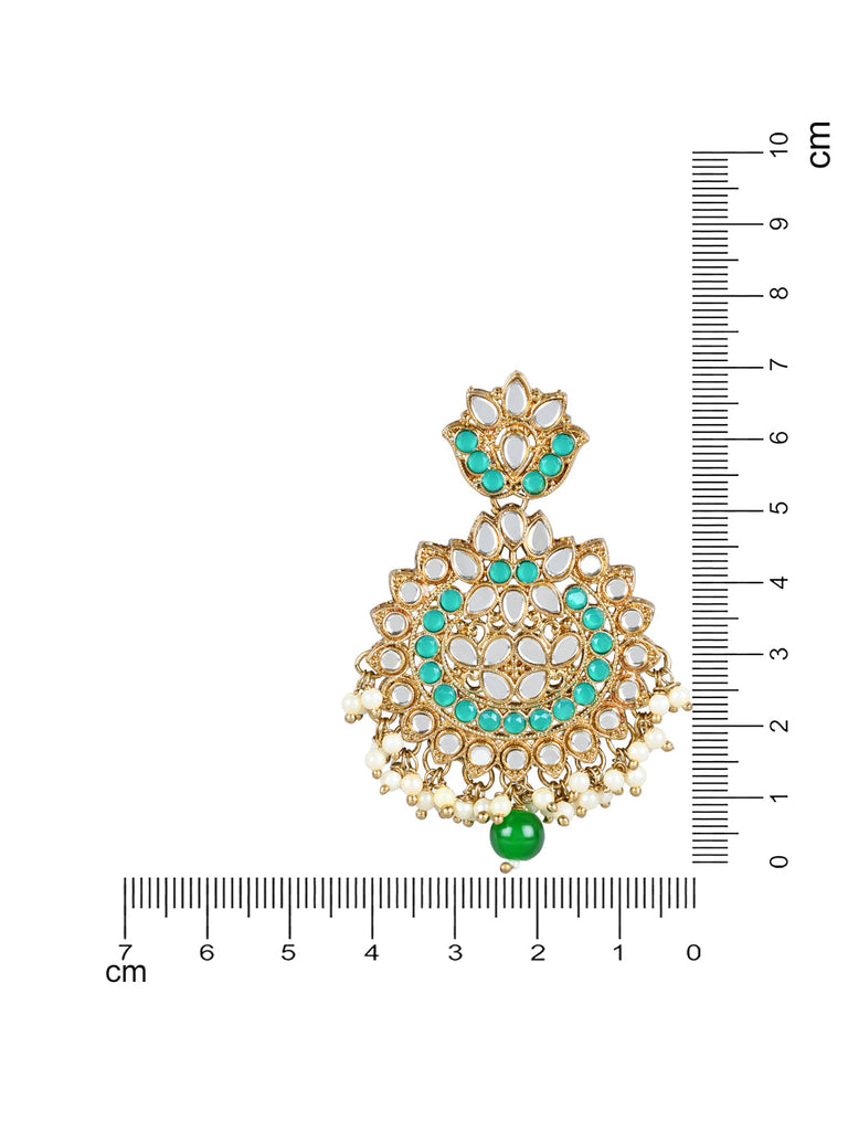 Women's 18K Gold Plated Traditional Kundan & Stone Studded Chandbali Earrings (E3078G)