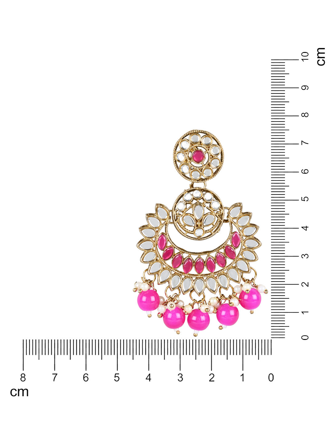Women's 18K Gold Plated Traditional Kundan & Stone Studded Chandbali Earrings (E3079Q) - I Jewels