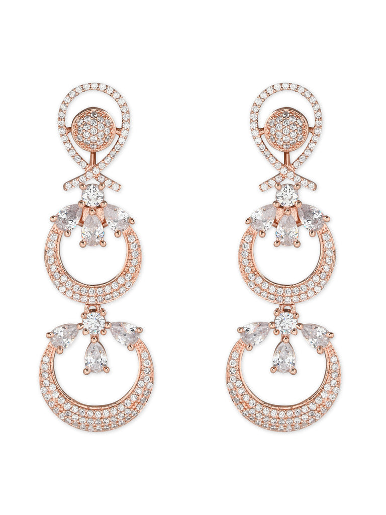 Women's Silver Plated Glittering Crystal Ad Stone Studs Earrings (E3071Zg)