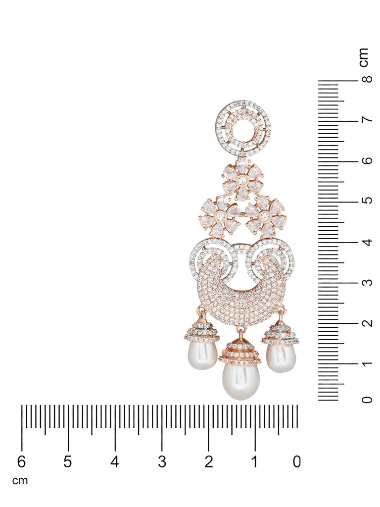 Women's Rosegold Plated Glittering Crystal Ad Stone Studs Earrings (E3071Zg)