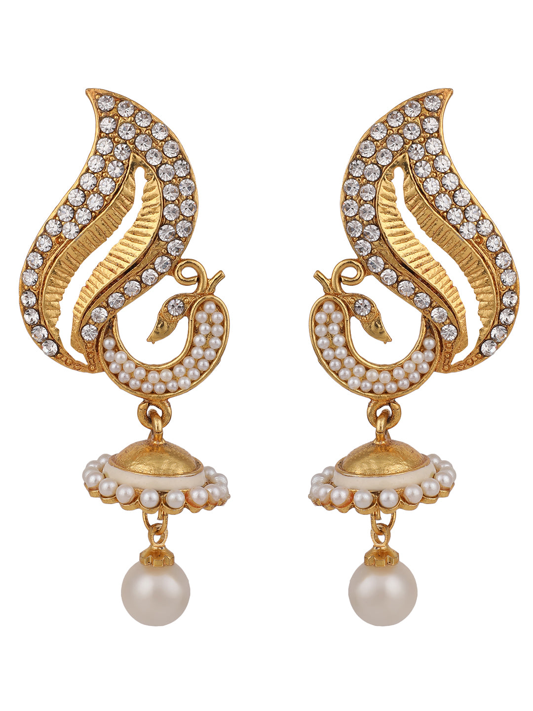 Women's Peacock Shape Gold Tone Stylish Meenakari Jhumka Earring - Anikas Creation