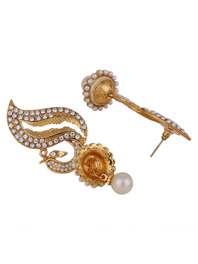 Women's Peacock Shape Gold Tone Stylish Meenakari Jhumka Earring