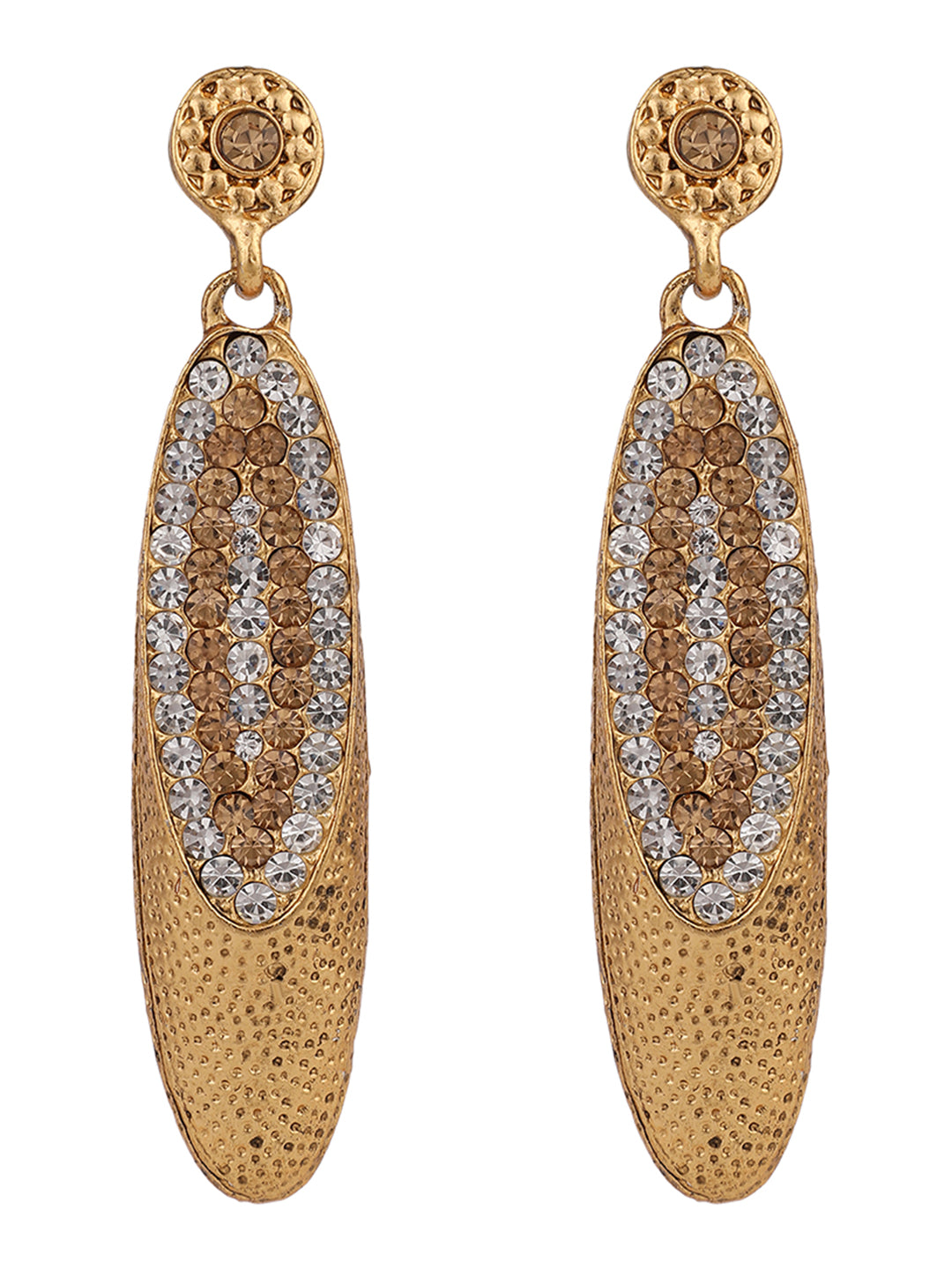 Women's Gold Plated Stone Studded Stylish White & LCT Drop Earring - Anikas Creation