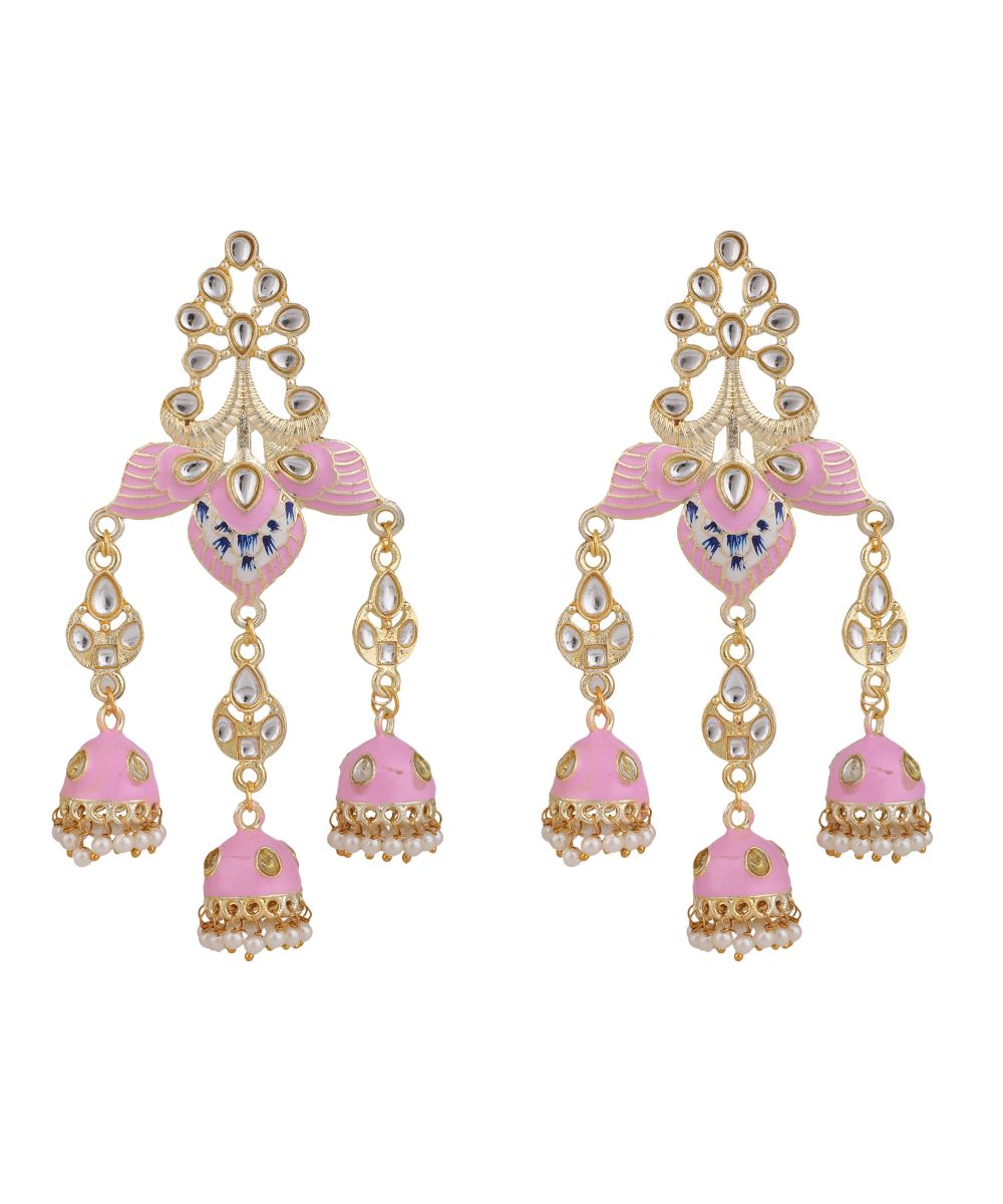 Women's Enameled Pink Colored Statement Dangle & Drop Earring - MODE MANIA