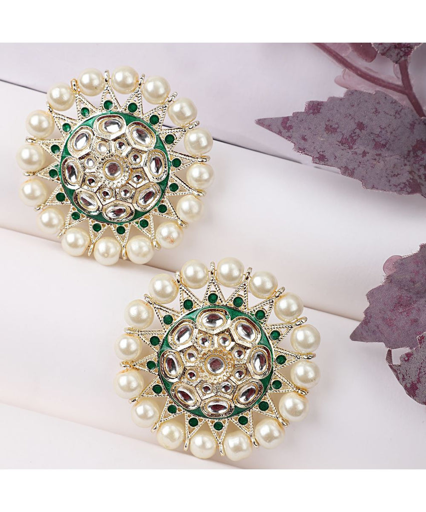 Women's Kundan and Pearl Studded Style Statement Studs