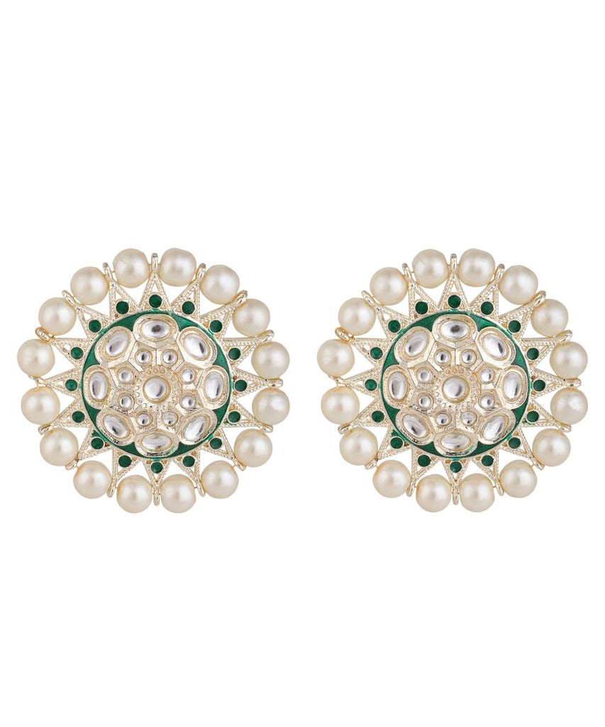 Women's Kundan and Pearl Studded Style Statement Studs