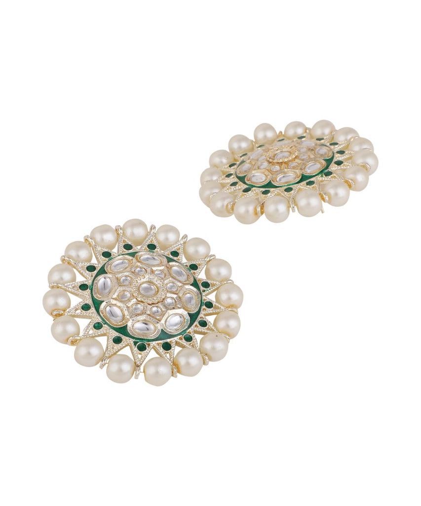 Women's Kundan and Pearl Studded Style Statement Studs