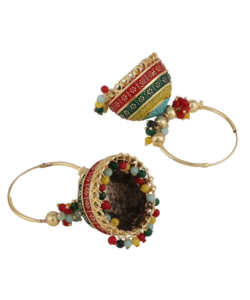 Women's Classic Multicolor Hoop Jhumka Earring - MODE MANIA