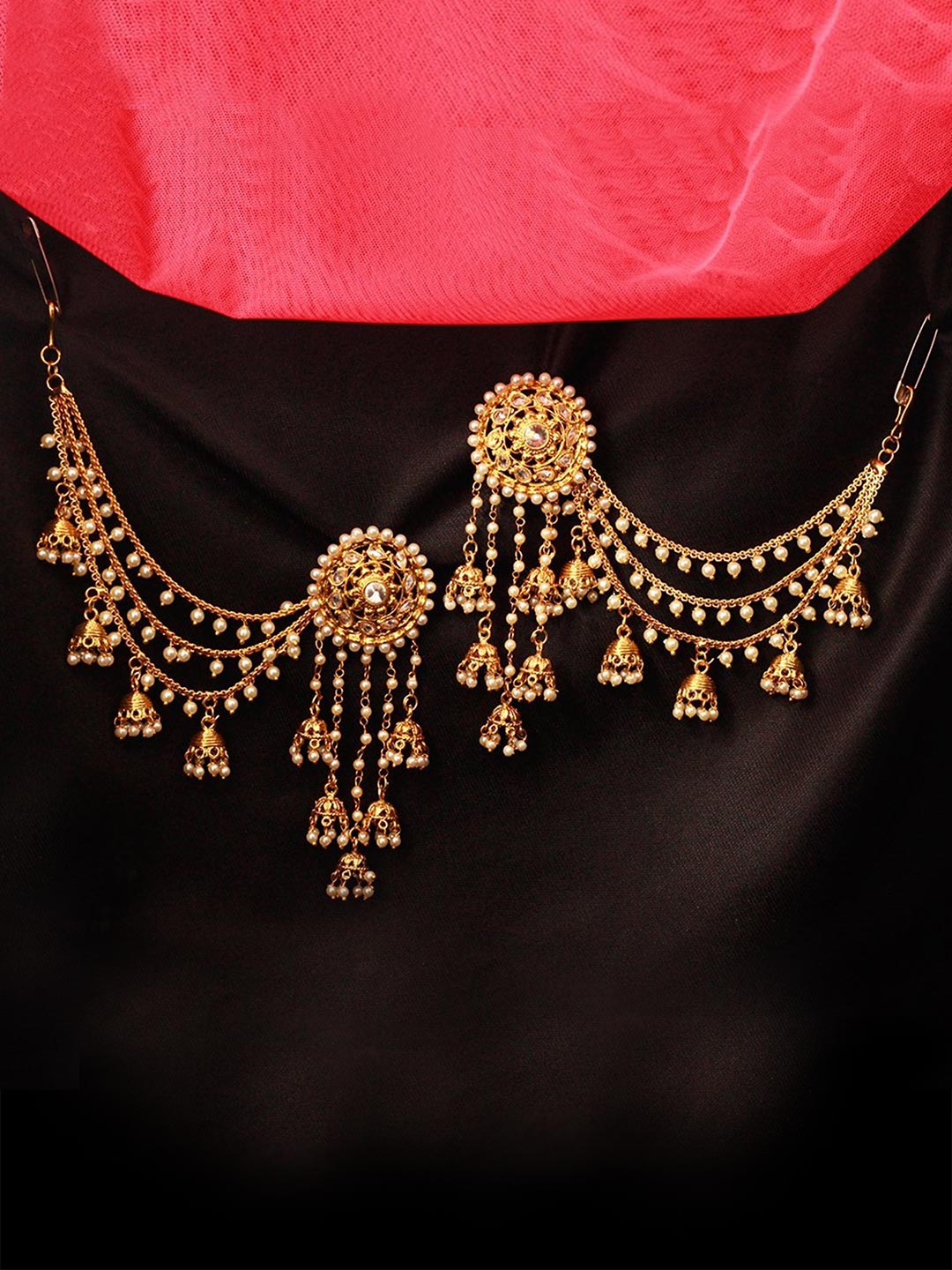 Women's Party Wear 18k Gold Plated White Polki & Pearl Bahubali Jhumki/Jhumka Earrings For Girls and Women - Priyaasi