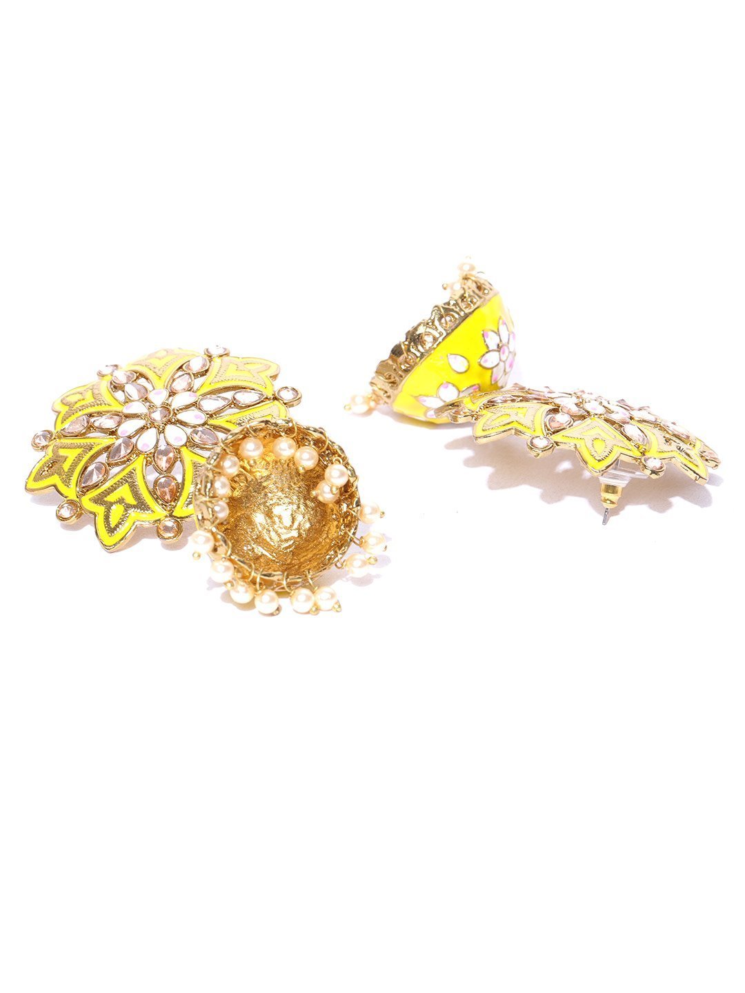Women's Classic Floral Shaped Yellow Jhumka Earring For Women And Girls - Priyaasi