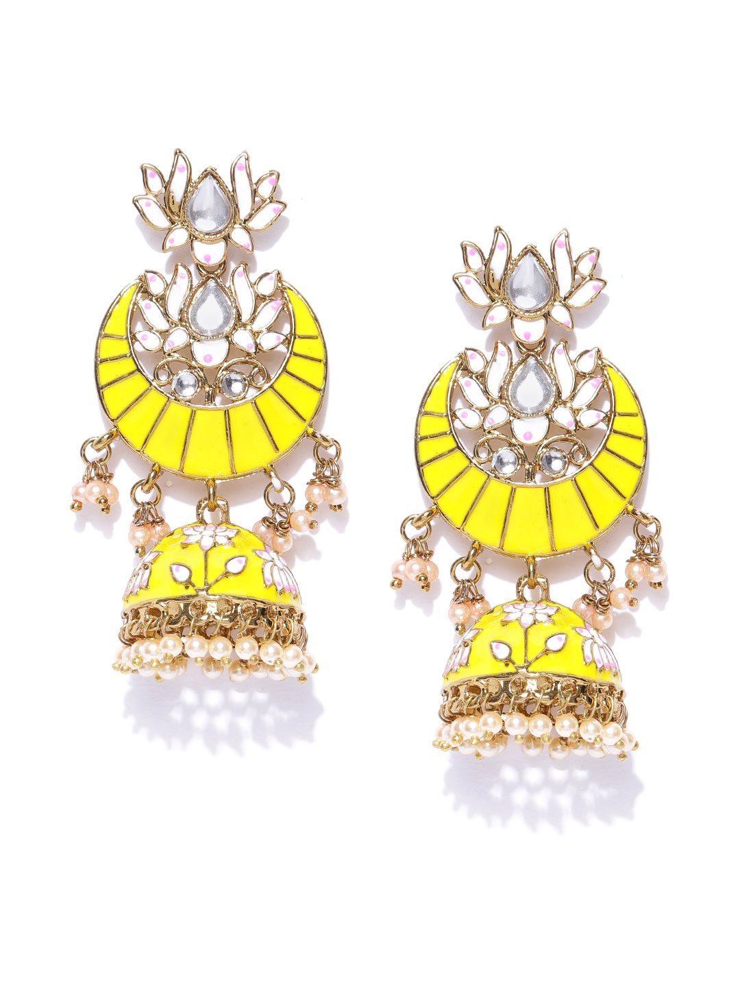 Women Yellow Lotus Jhumka Earring For Women by Priyaasi (1 Pair earrings)