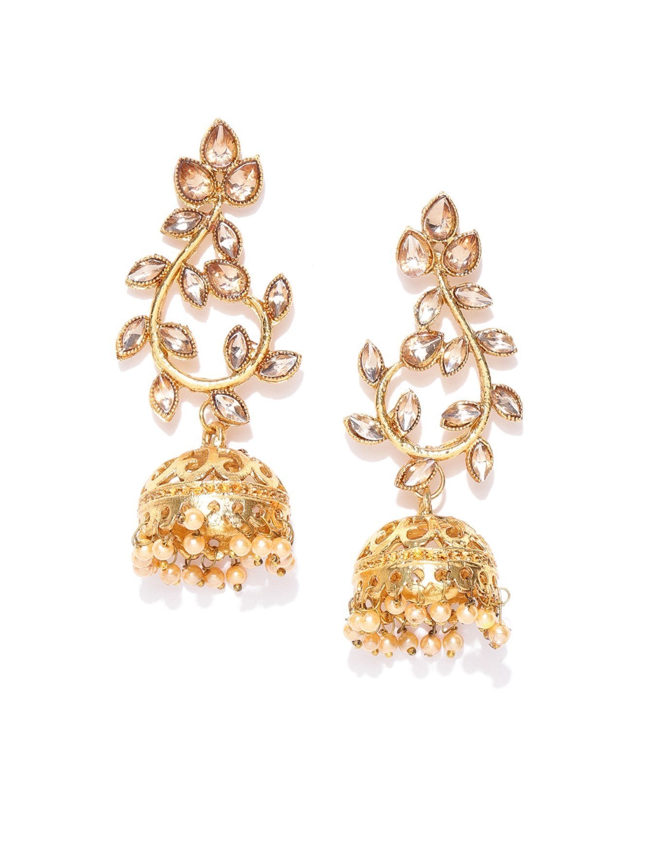 Women's Designer Floral Gold Plated Jhumki Earrings For Women And Girls - Priyaasi