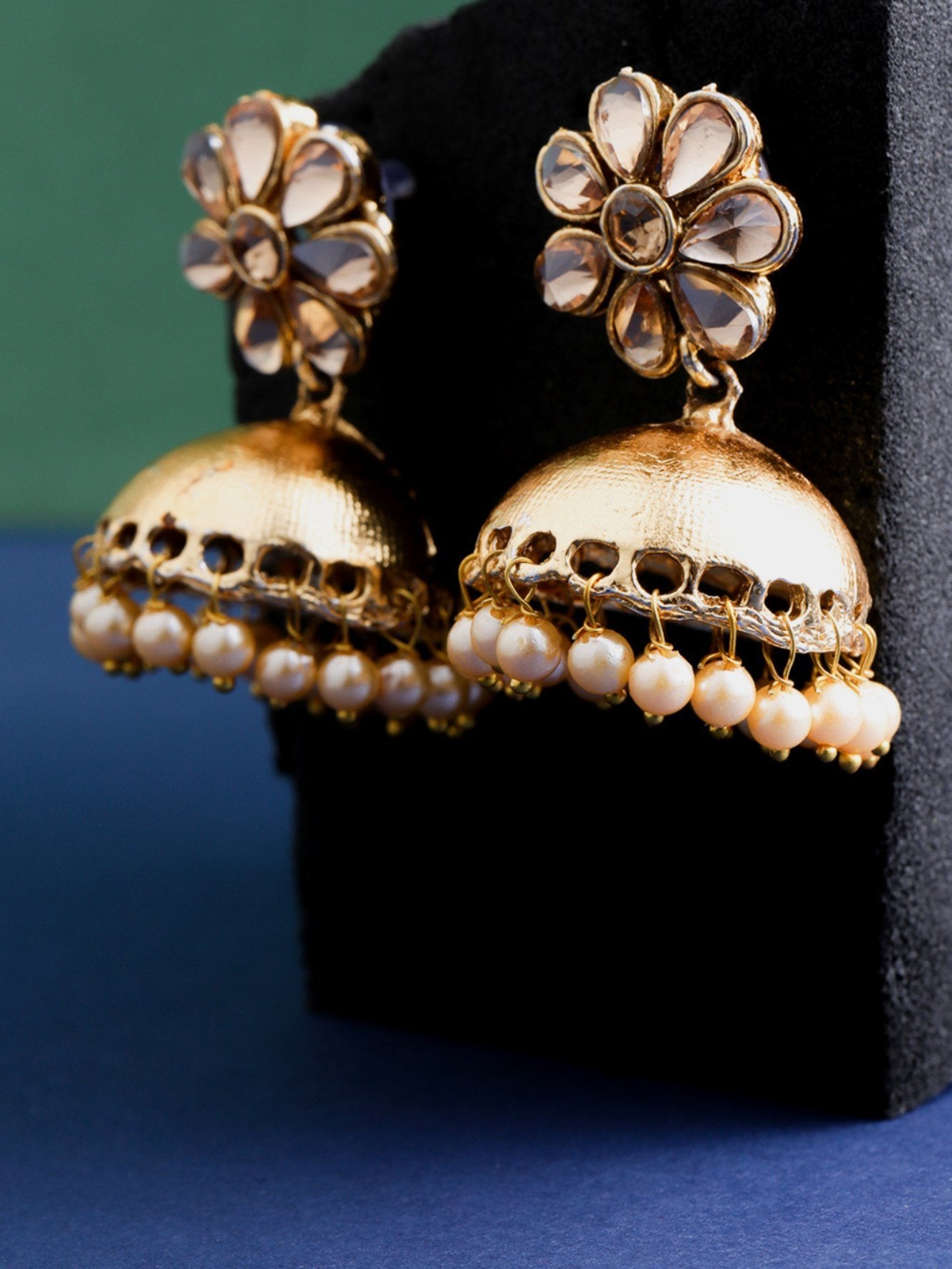 Women's Designer Floral Gold Plated Stud Jhumki Earrings For Women And Girls - Priyaasi